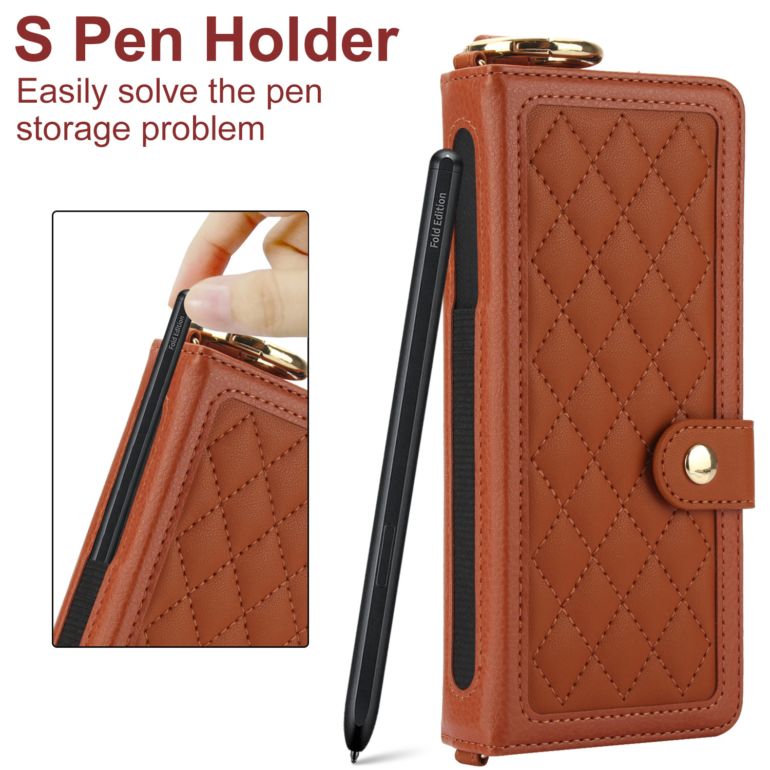 Compatible with Samsung Z Fold7/6/5 phone cases, 4/3 ring pen slots, multi-card slots, crossbody straps, wallet protective cases.