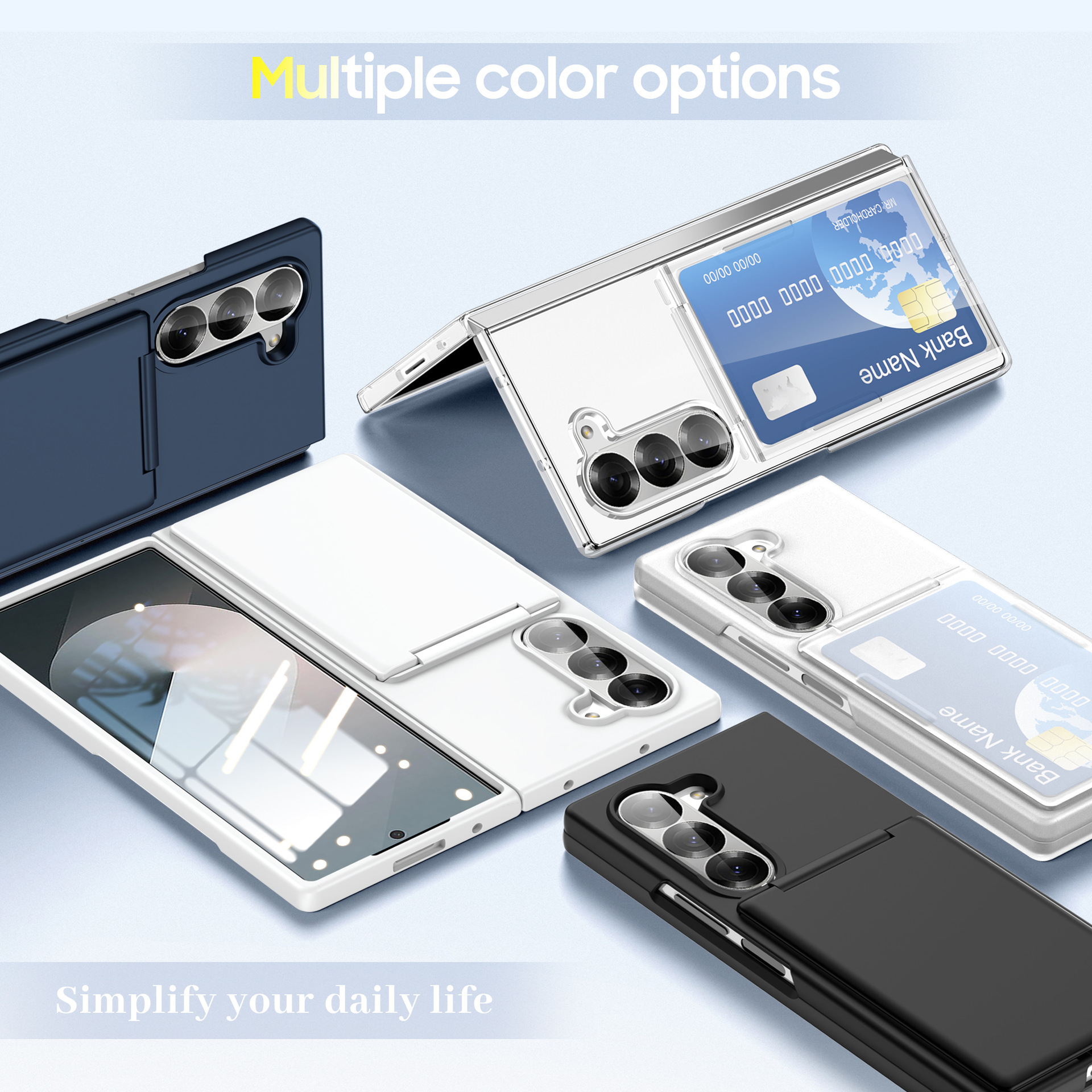 Compatible with Samsung Z Fold8U phone case, 7/6/5 folding card holder, PC ultra-thin skin-feel shockproof protective case
