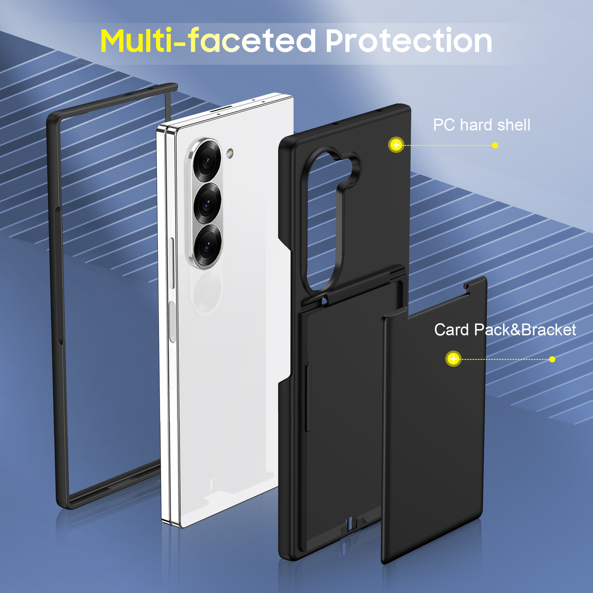 Compatible with Samsung Z Fold8U phone case, 7/6/5 folding card holder, PC ultra-thin skin-feel shockproof protective case