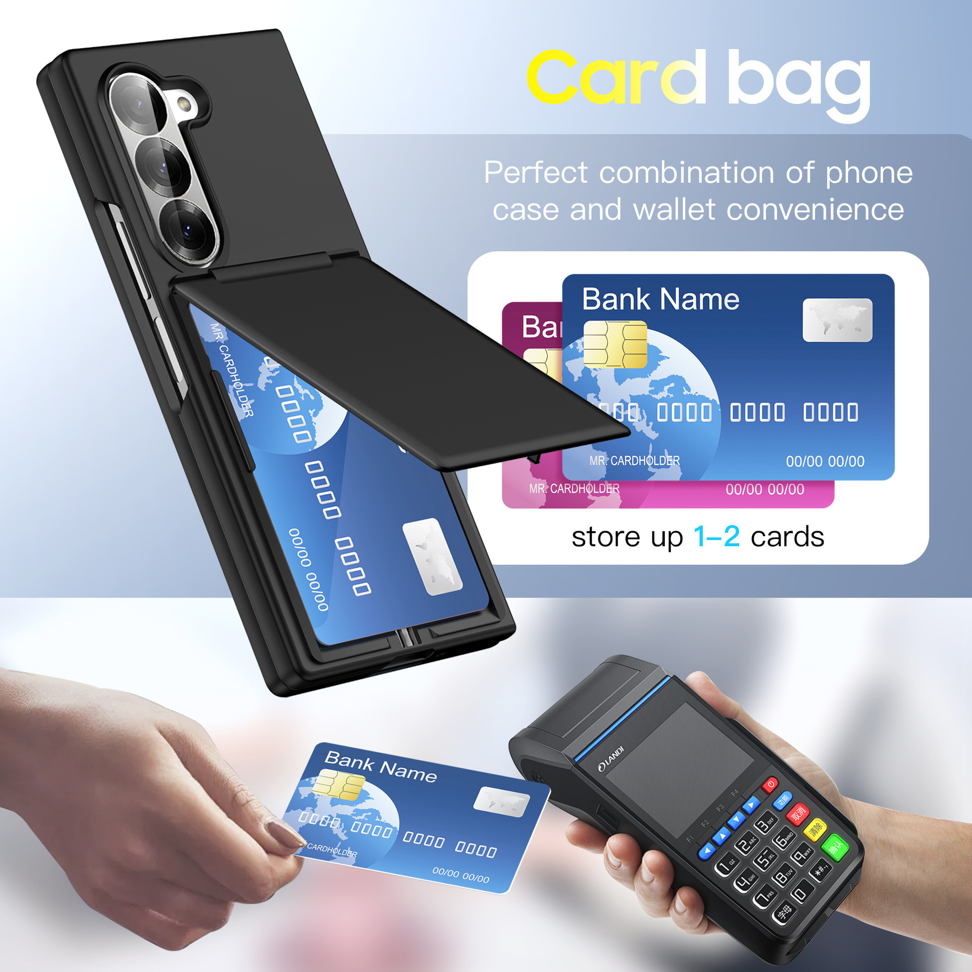 Compatible with Samsung Z Fold8U phone case, 7/6/5 folding card holder, PC ultra-thin skin-feel shockproof protective case