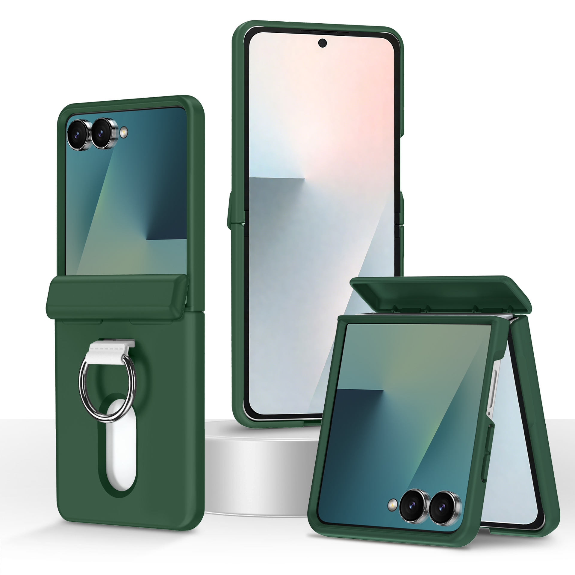 Compatible with Samsung Z Flip 8/7 phone case, 6/5 card holder, hinge, ring, foldable screen, drop-proof protective case