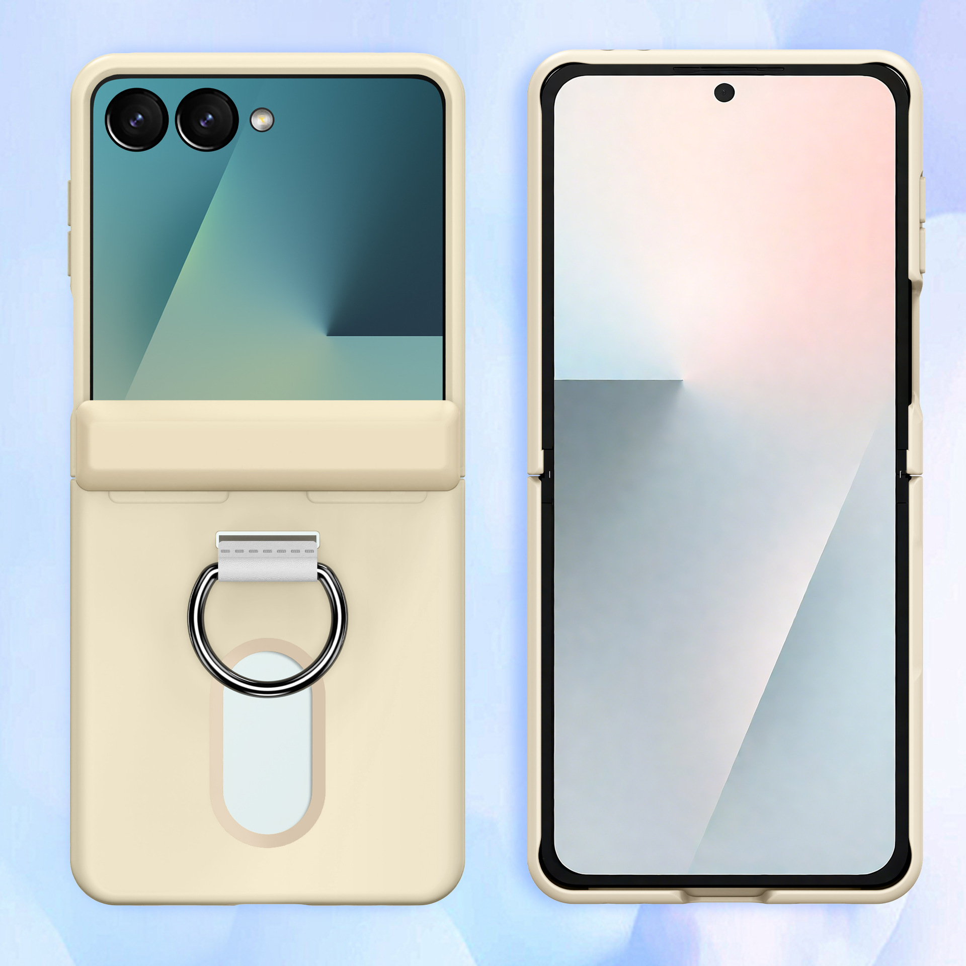 Compatible with Samsung Z Flip 8/7 phone case, 6/5 card holder, hinge, ring, foldable screen, drop-proof protective case