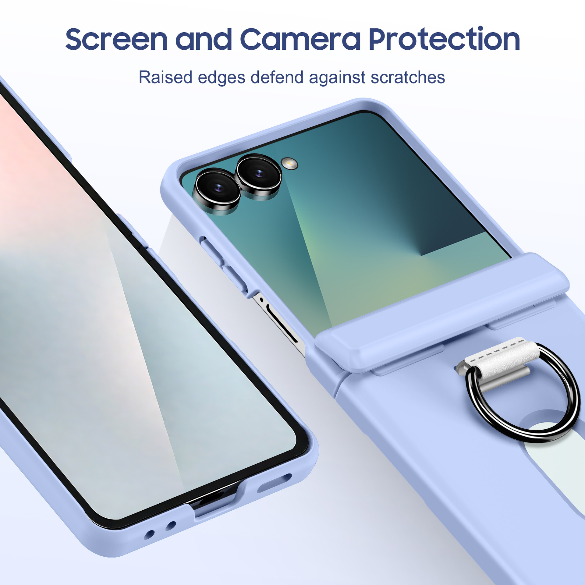 Compatible with Samsung Z Flip 8/7 phone case, 6/5 card holder, hinge, ring, foldable screen, drop-proof protective case