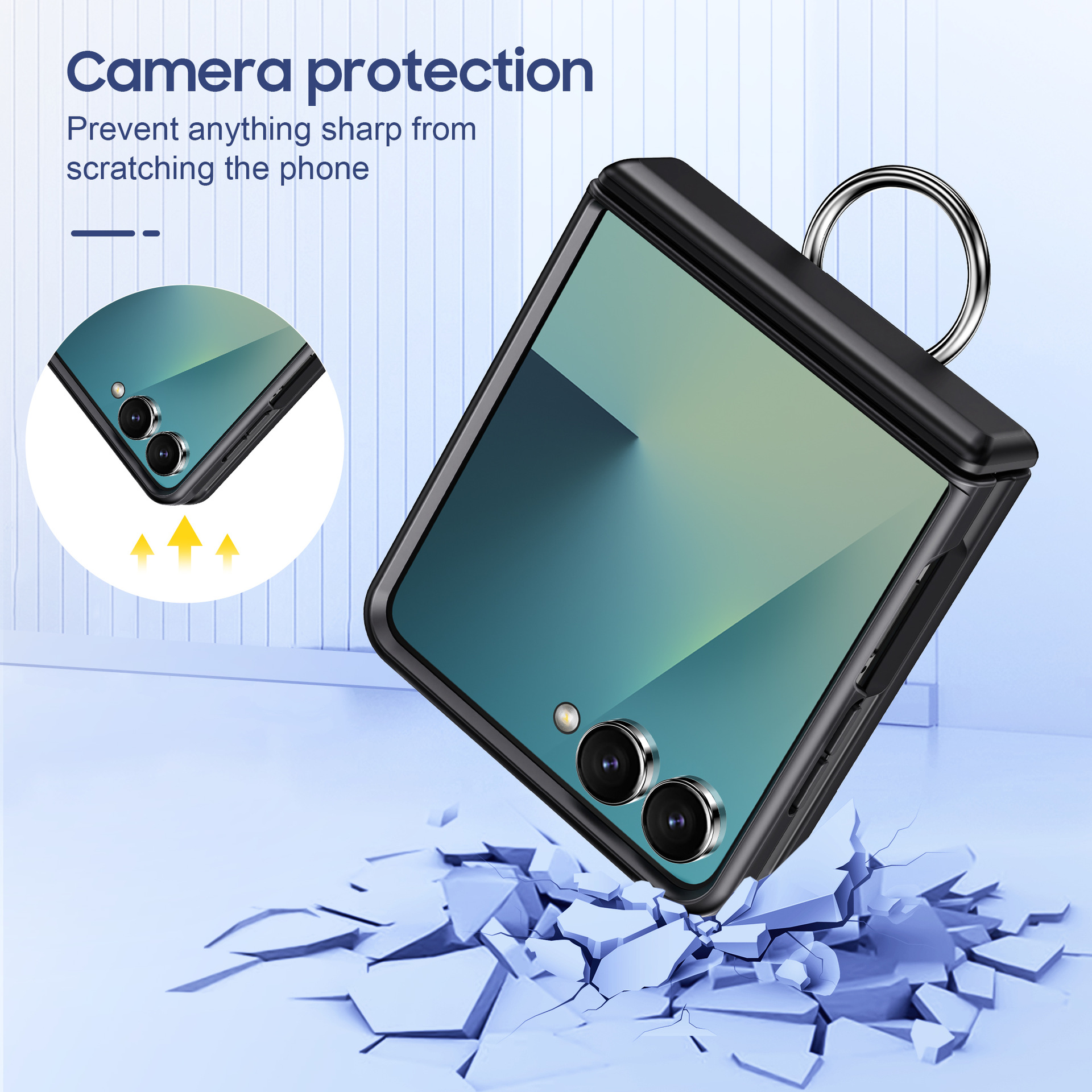 Compatible with Samsung Z Flip 8/7 phone case, 6/5 card holder, hinge, ring, foldable screen, drop-proof protective case