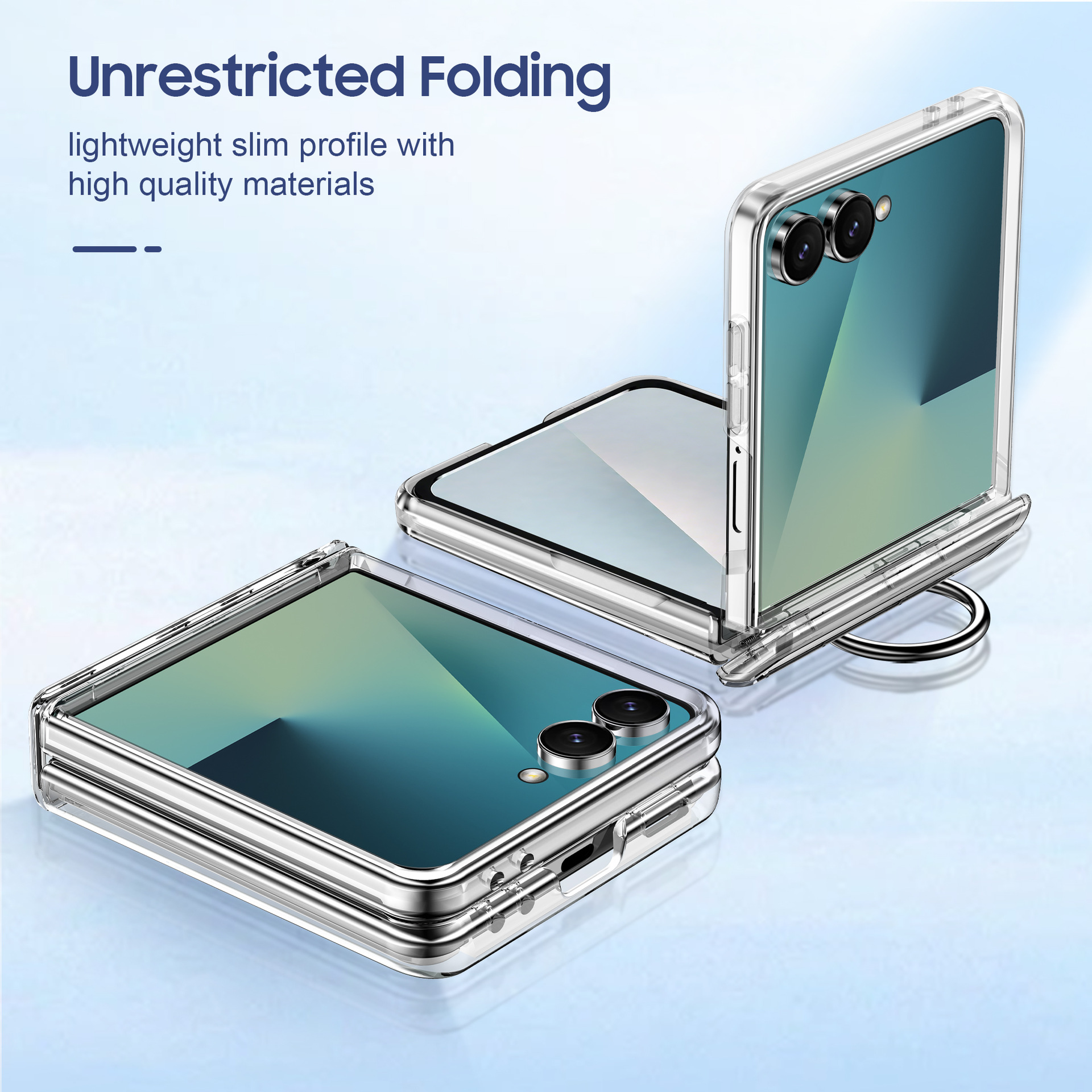 Compatible with Samsung Z Flip 8/7 phone case, 6/5 card holder, hinge, ring, foldable screen, drop-proof protective case