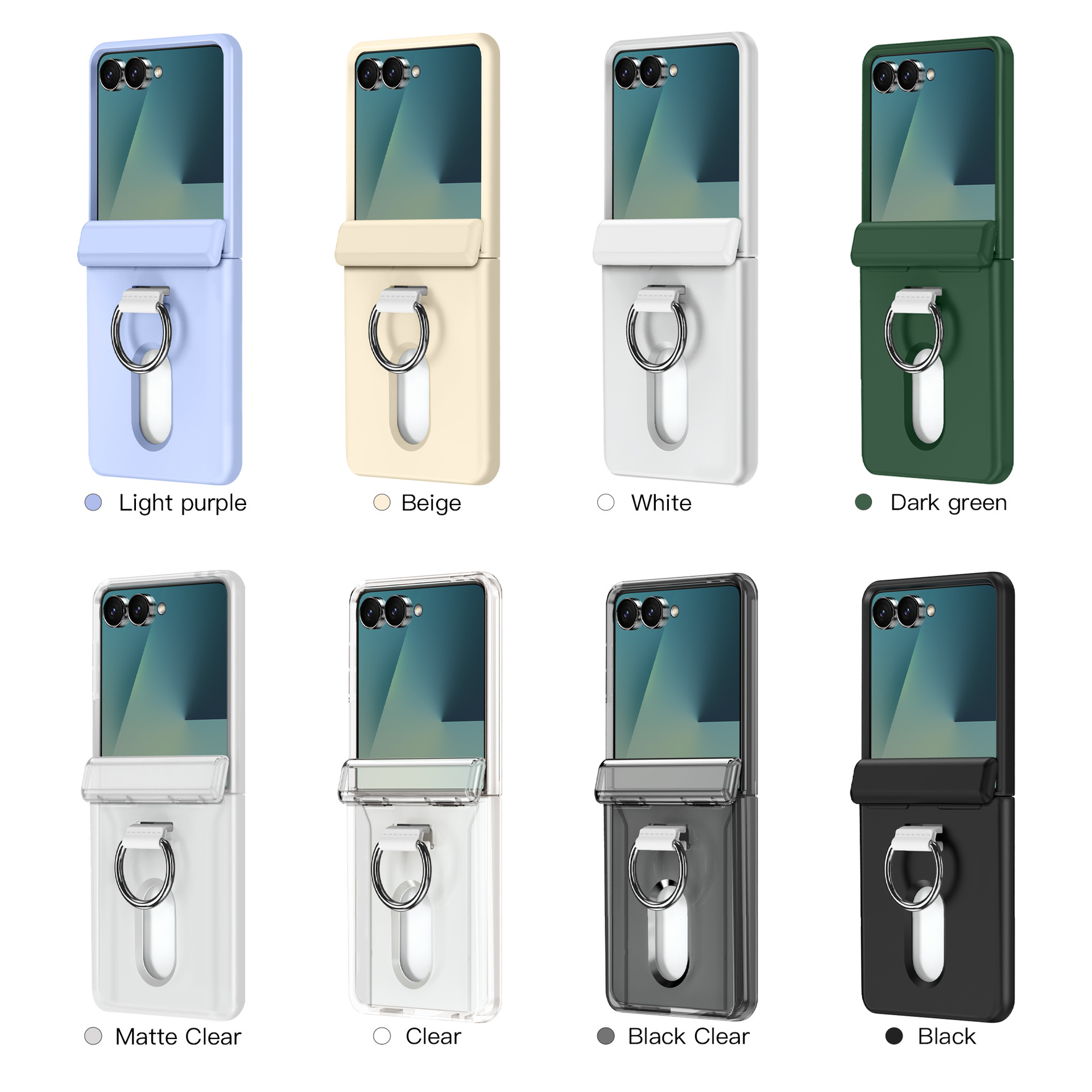 Compatible with Samsung Z Flip 8/7 phone case, 6/5 card holder, hinge, ring, foldable screen, drop-proof protective case