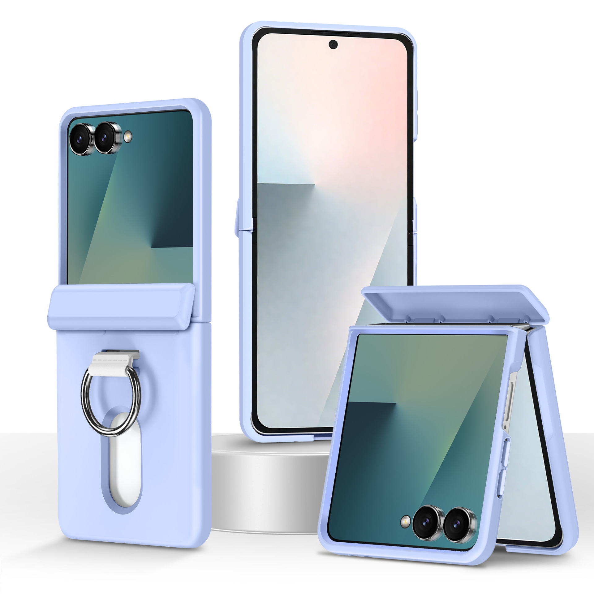 Compatible with Samsung Z Flip 8/7 phone case, 6/5 card holder, hinge, ring, foldable screen, drop-proof protective case