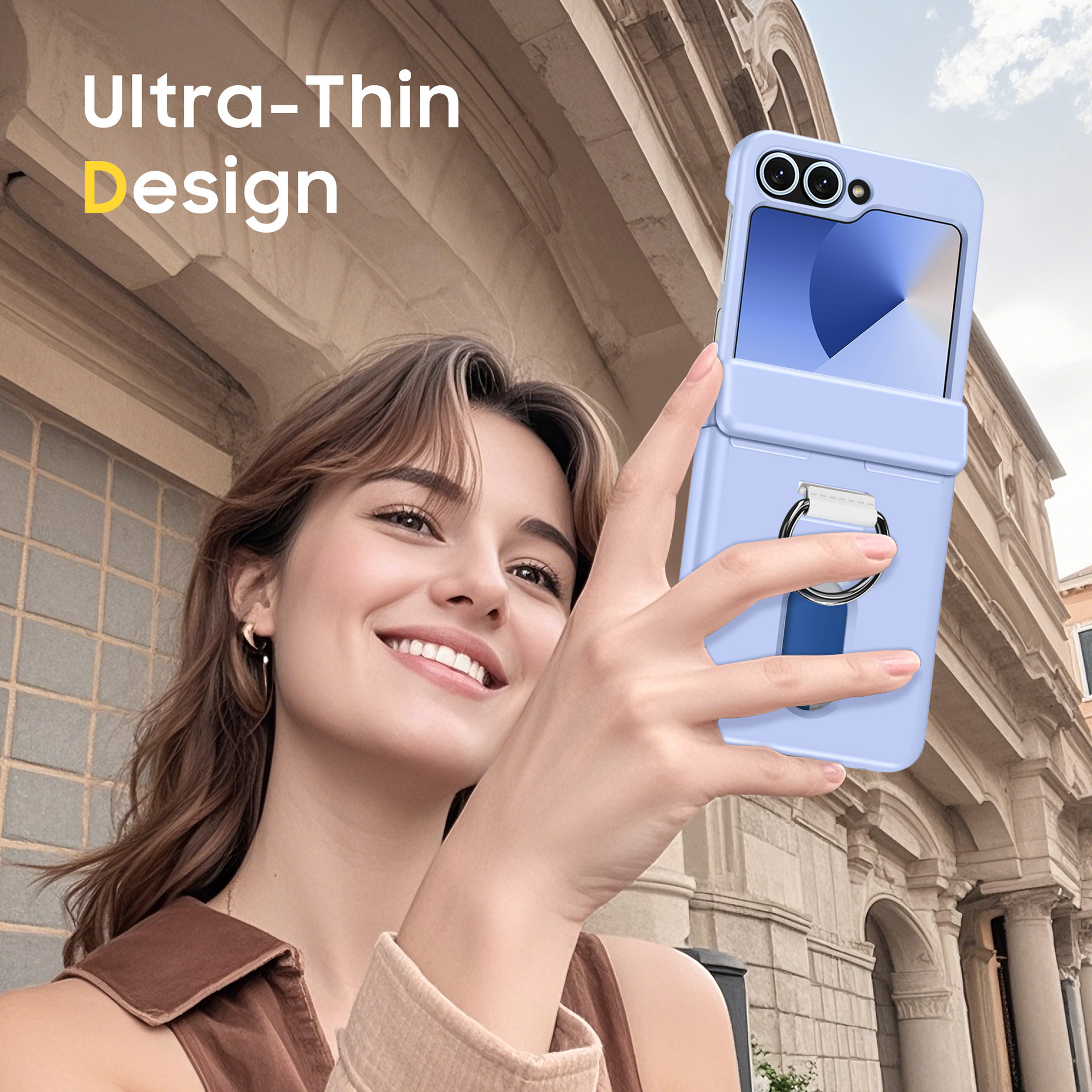 Compatible with Samsung Z Flip 8/7 phone case, 6/5 card holder, hinge, ring, foldable screen, drop-proof protective case