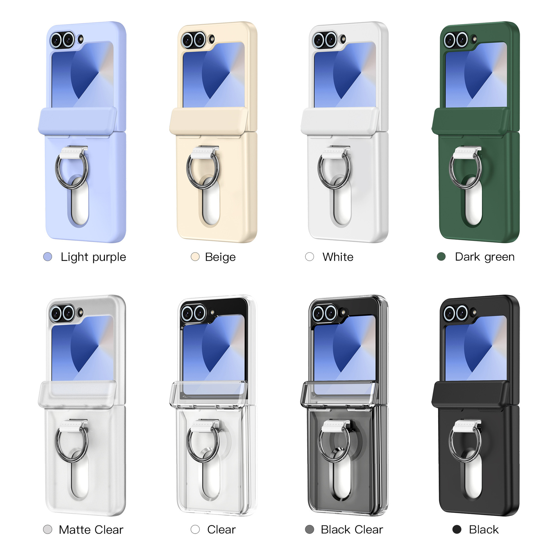 Compatible with Samsung Z Flip 8/7 phone case, 6/5 card holder, hinge, ring, foldable screen, drop-proof protective case
