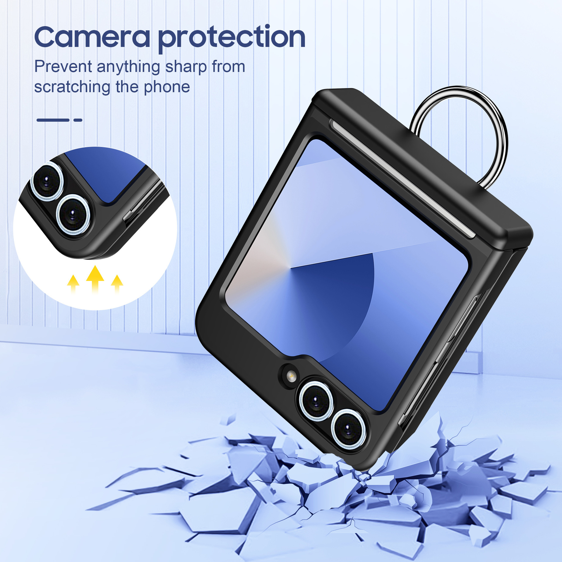 Compatible with Samsung Z Flip 8/7 phone case, 6/5 card holder, hinge, ring, foldable screen, drop-proof protective case
