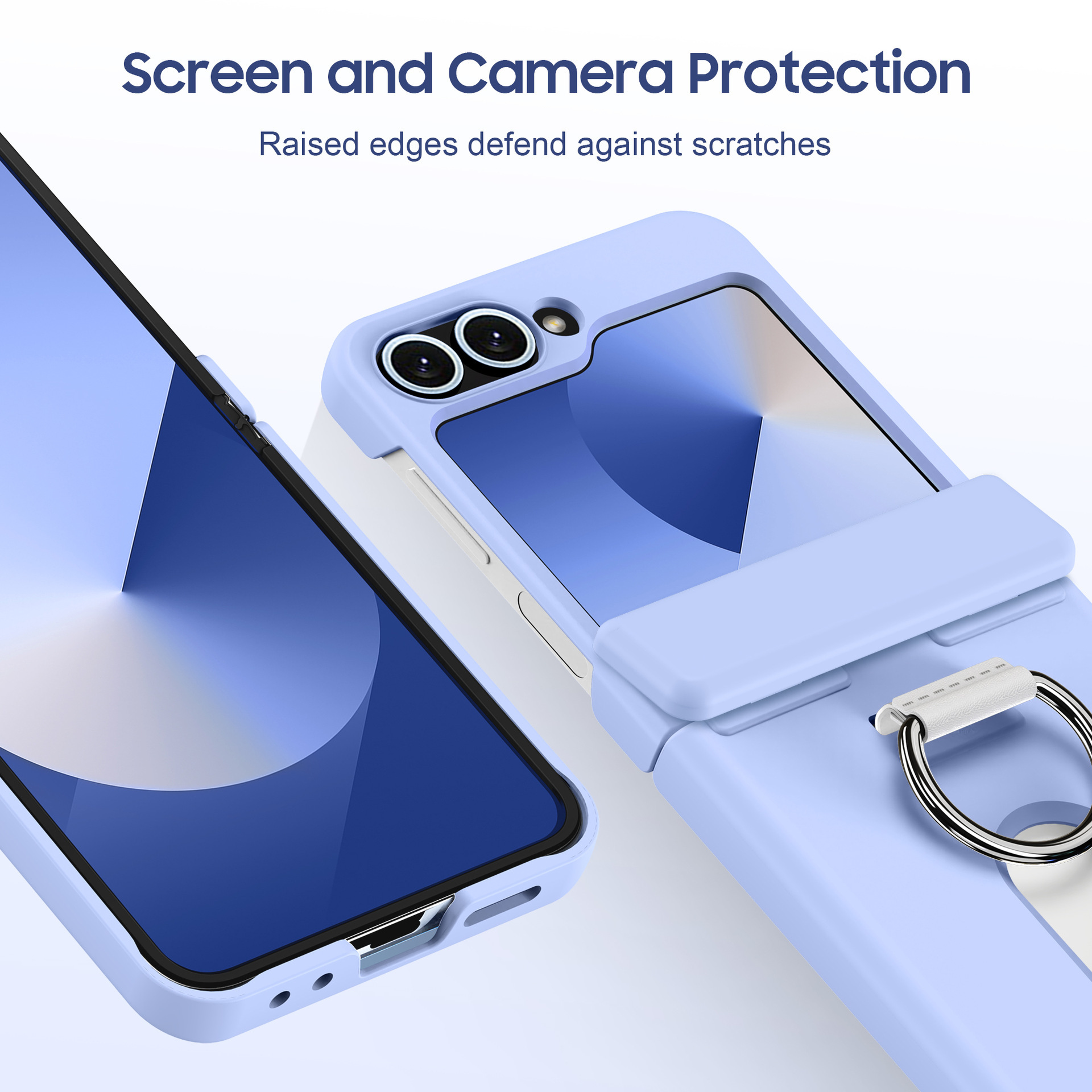 Compatible with Samsung Z Flip 8/7 phone case, 6/5 card holder, hinge, ring, foldable screen, drop-proof protective case