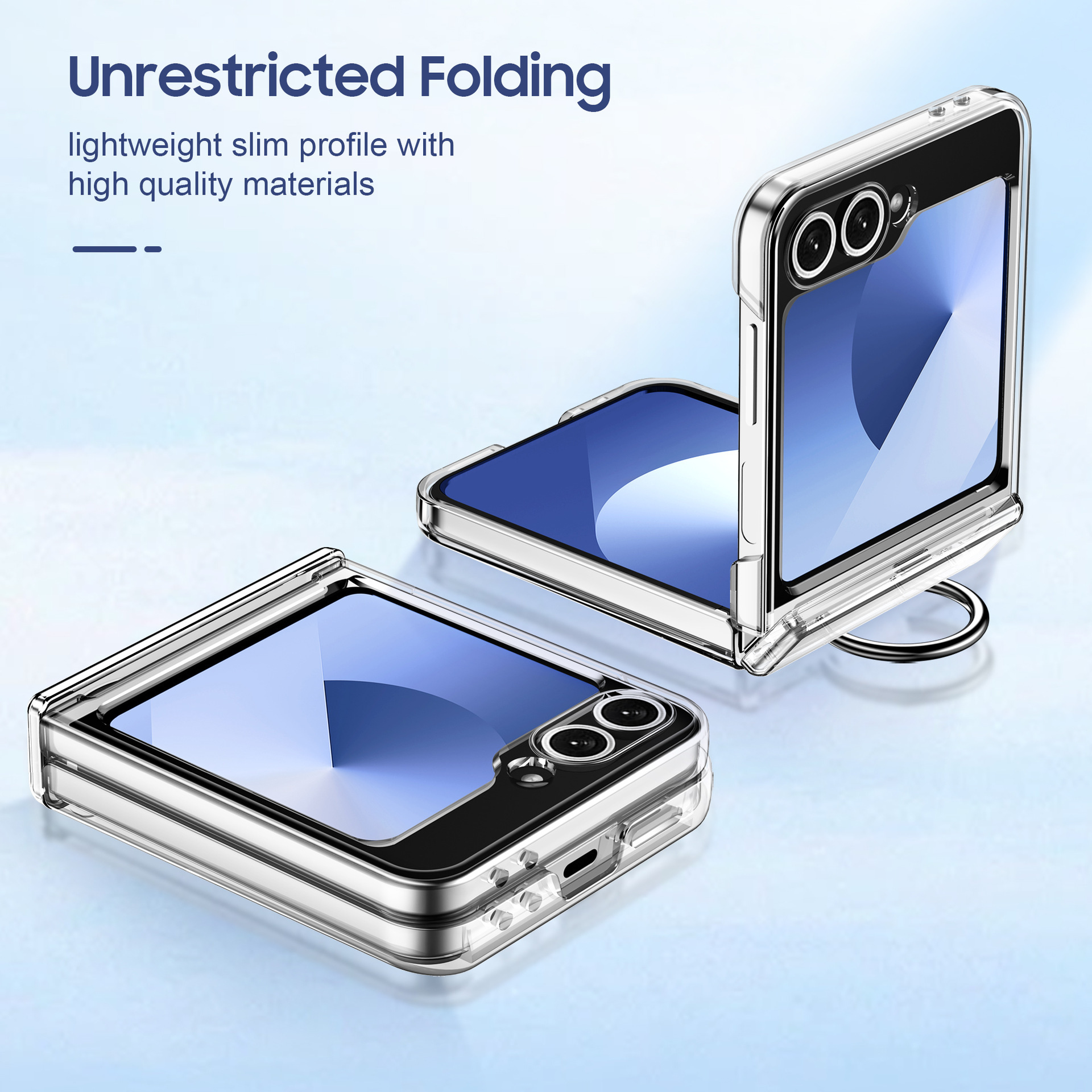 Compatible with Samsung Z Flip 8/7 phone case, 6/5 card holder, hinge, ring, foldable screen, drop-proof protective case