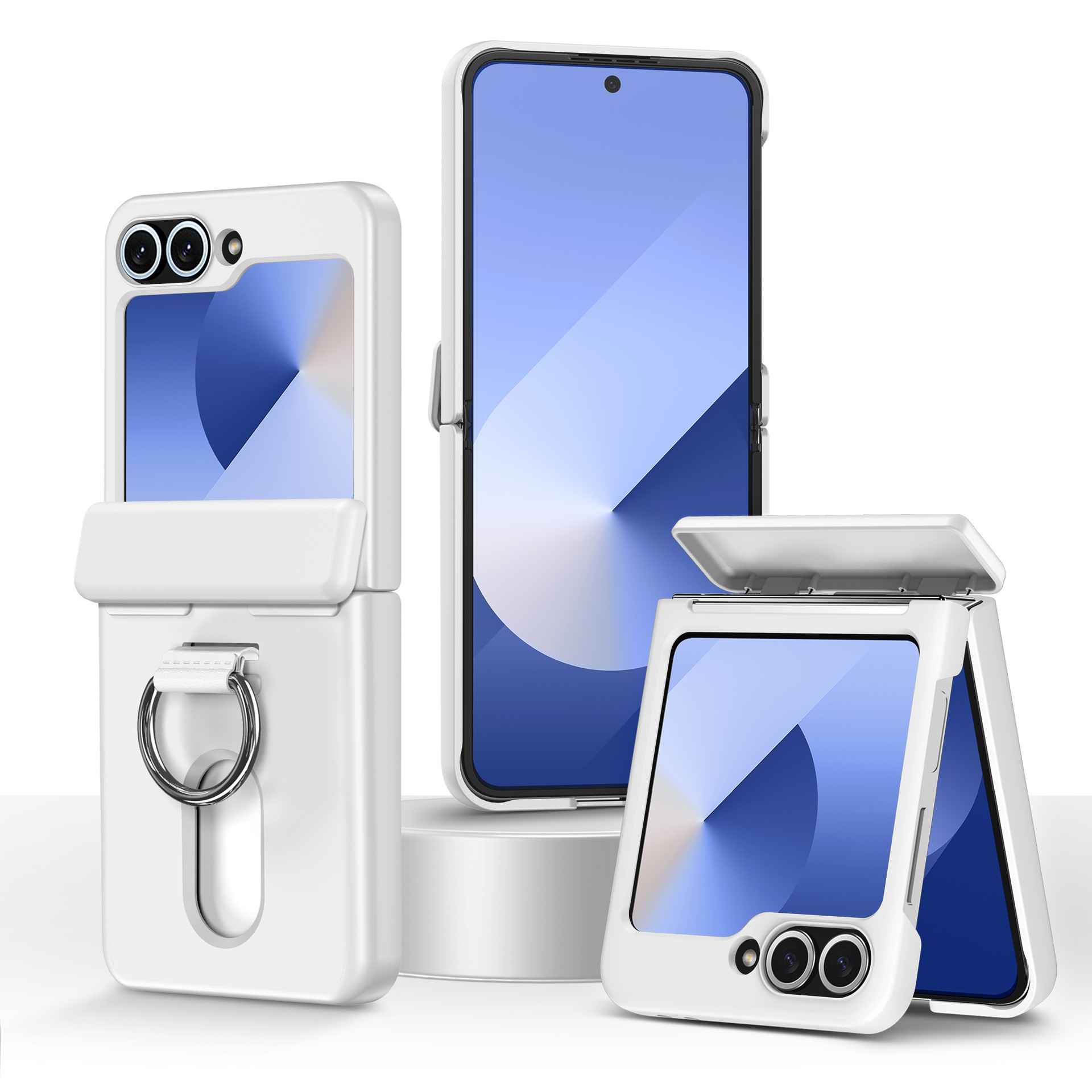 Compatible with Samsung Z Flip 8/7 phone case, 6/5 card holder, hinge, ring, foldable screen, drop-proof protective case