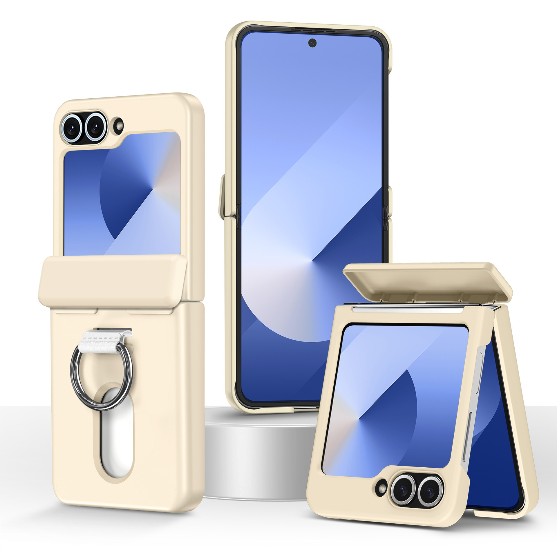 Compatible with Samsung Z Flip 8/7 phone case, 6/5 card holder, hinge, ring, foldable screen, drop-proof protective case