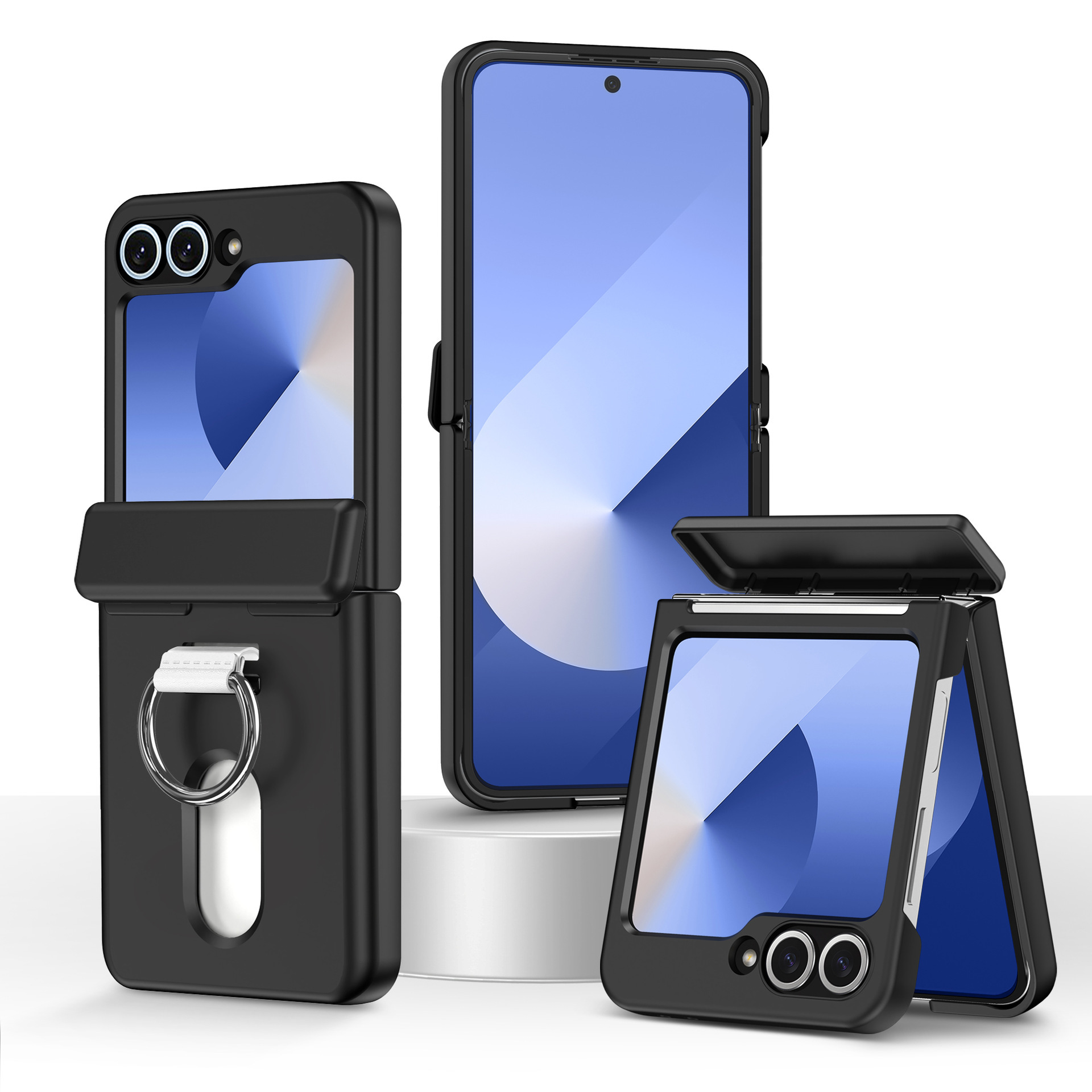 Compatible with Samsung Z Flip 8/7 phone case, 6/5 card holder, hinge, ring, foldable screen, drop-proof protective case