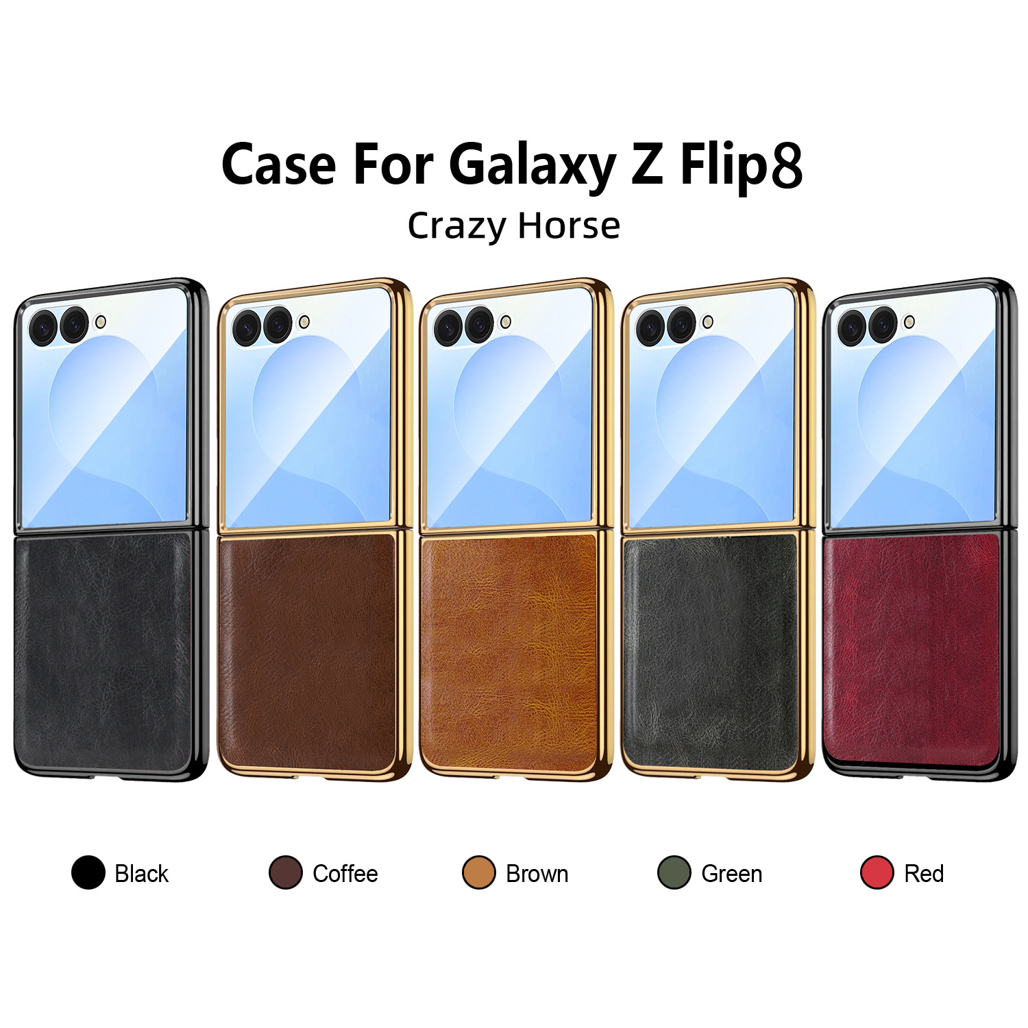 Compatible with Samsung Z Flip 8/7 phone case, electroplated leather case, screen protector, 6/5/4 folding screen, drop-proof protective case