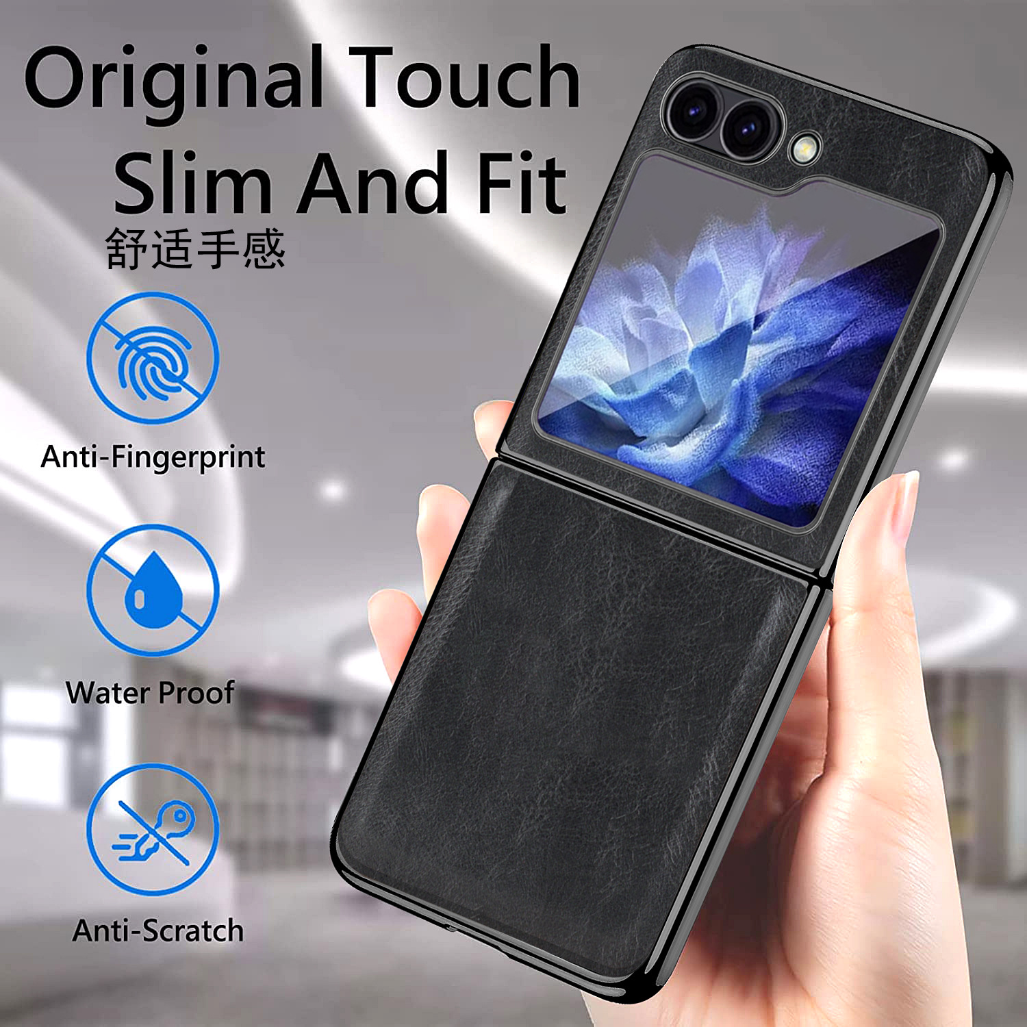 Compatible with Samsung Z Flip 8/7 phone case, electroplated leather case, screen protector, 6/5/4 folding screen, drop-proof protective case