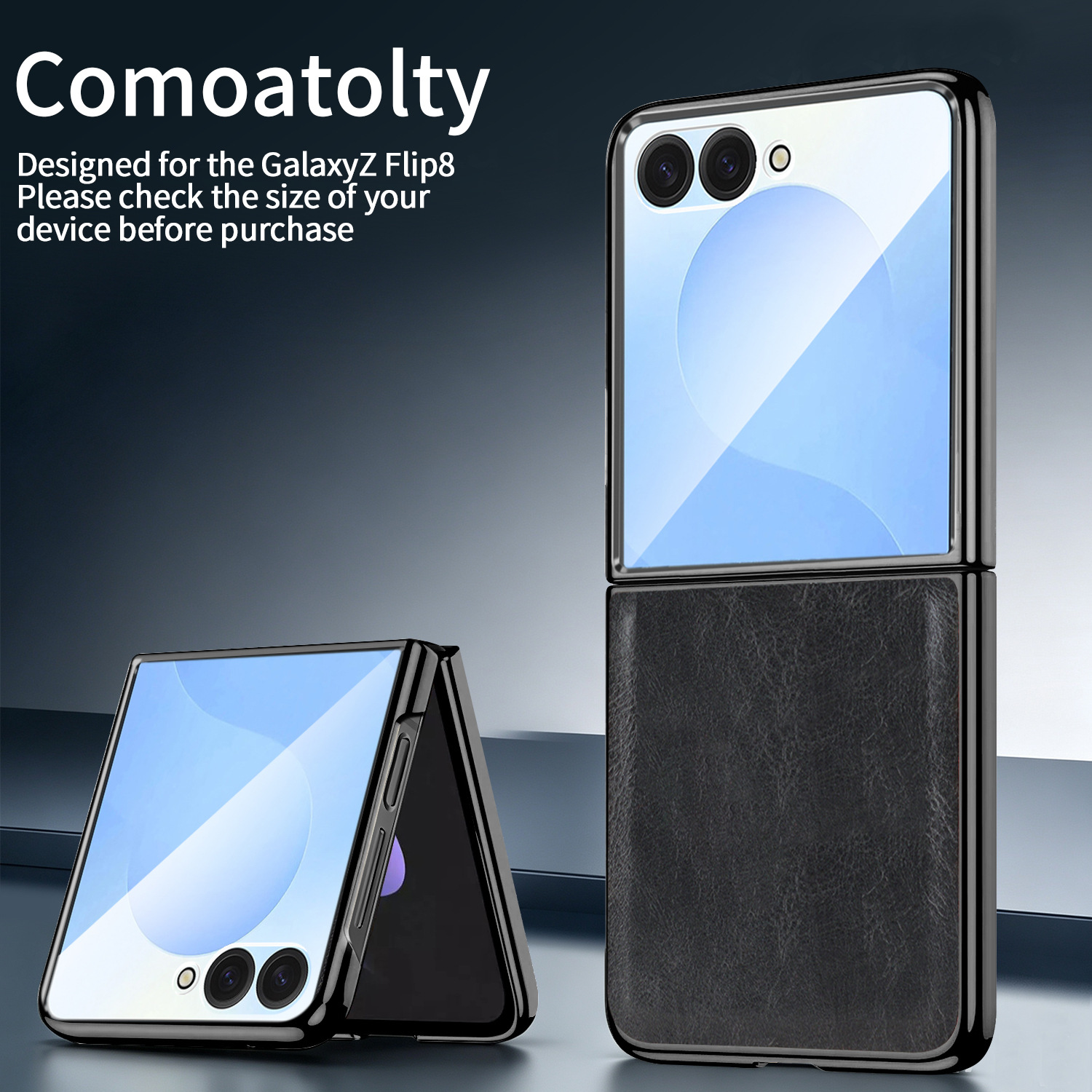 Compatible with Samsung Z Flip 8/7 phone case, electroplated leather case, screen protector, 6/5/4 folding screen, drop-proof protective case
