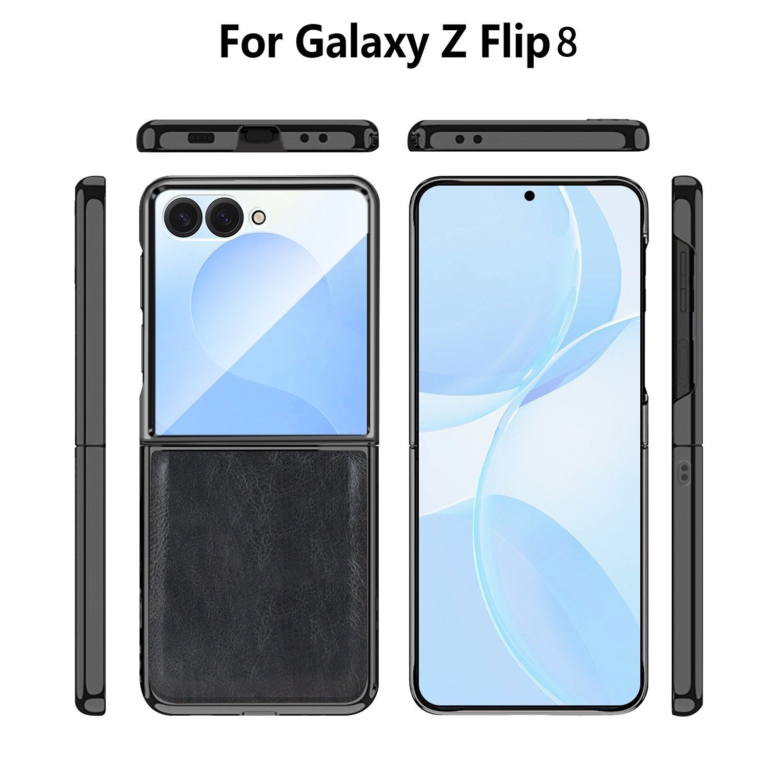 Compatible with Samsung Z Flip 8/7 phone case, electroplated leather case, screen protector, 6/5/4 folding screen, drop-proof protective case
