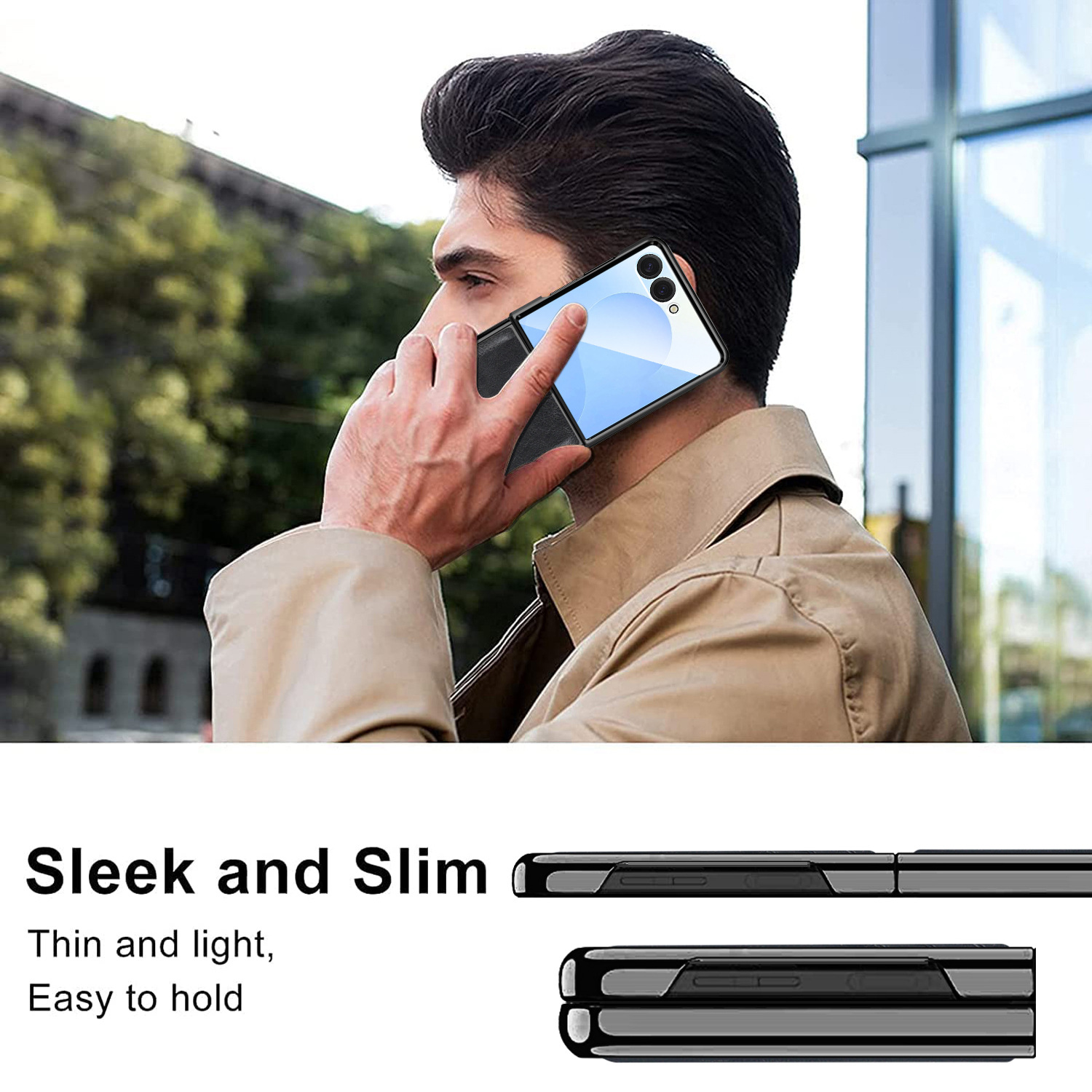 Compatible with Samsung Z Flip 8/7 phone case, electroplated leather case, screen protector, 6/5/4 folding screen, drop-proof protective case