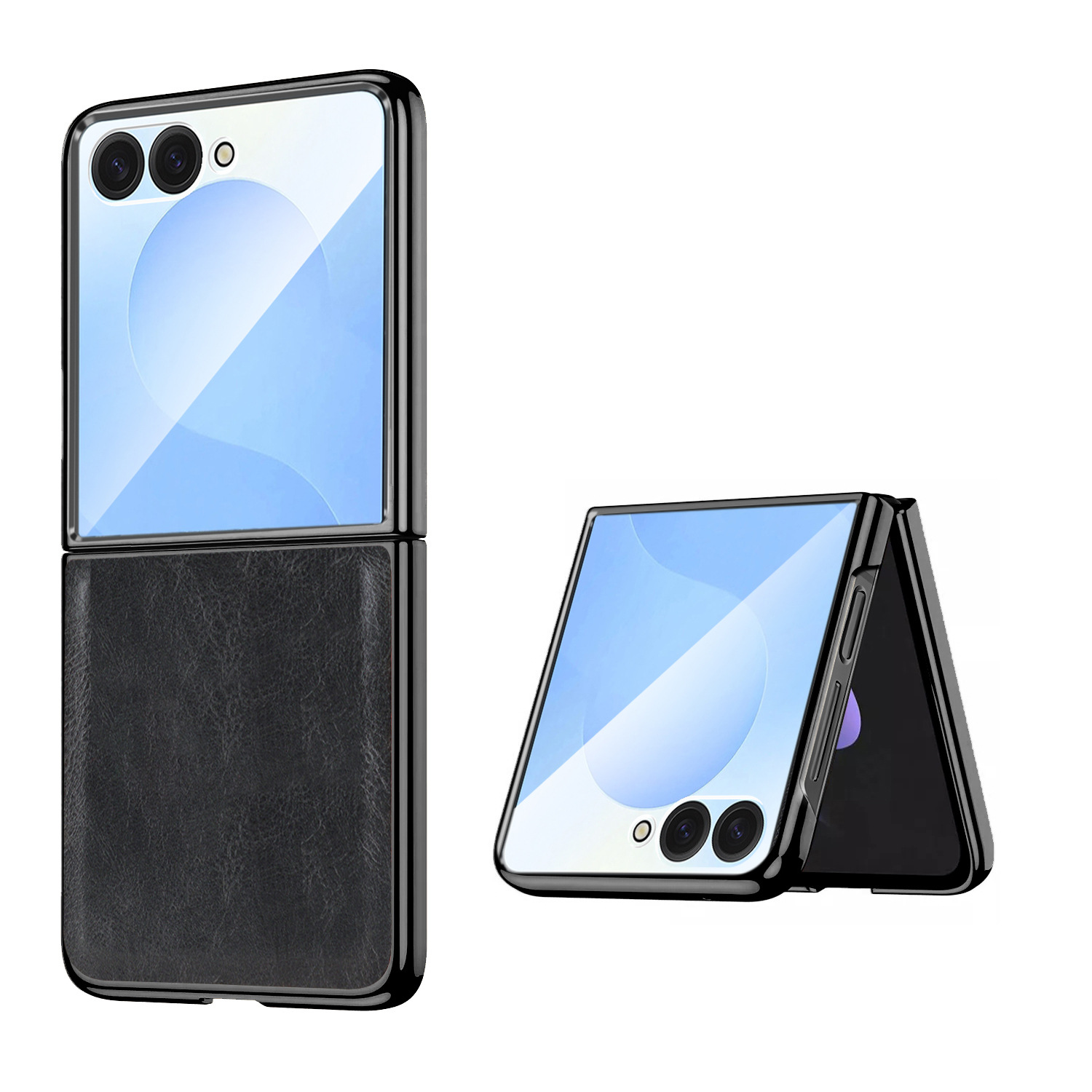 Compatible with Samsung Z Flip 8/7 phone case, electroplated leather case, screen protector, 6/5/4 folding screen, drop-proof protective case