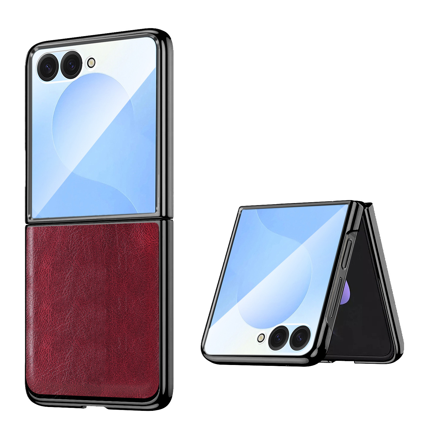 Compatible with Samsung Z Flip 8/7 phone case, electroplated leather case, screen protector, 6/5/4 folding screen, drop-proof protective case