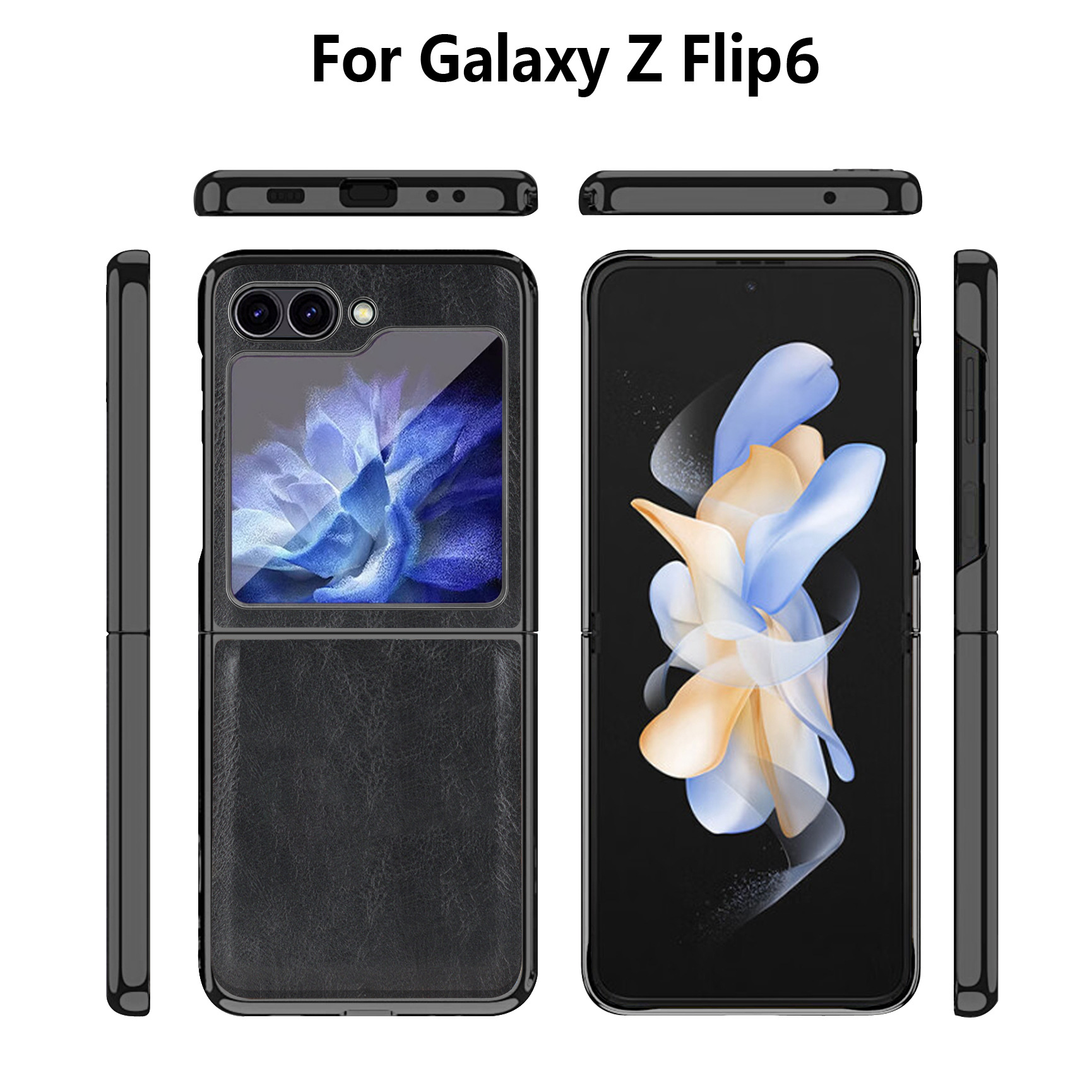 Compatible with Samsung Z Flip 8/7 phone case, electroplated leather case, screen protector, 6/5/4 folding screen, drop-proof protective case