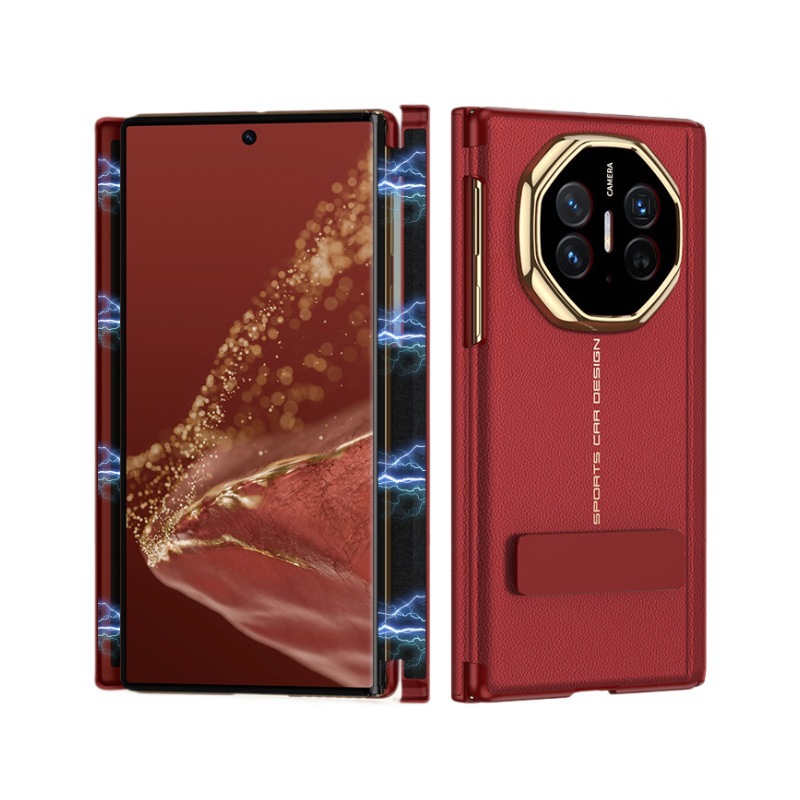 Compatible with Huawei Mate XT phone case, 270-degree rotating stand, electroplated leather, dual magnetic hinge protective case.