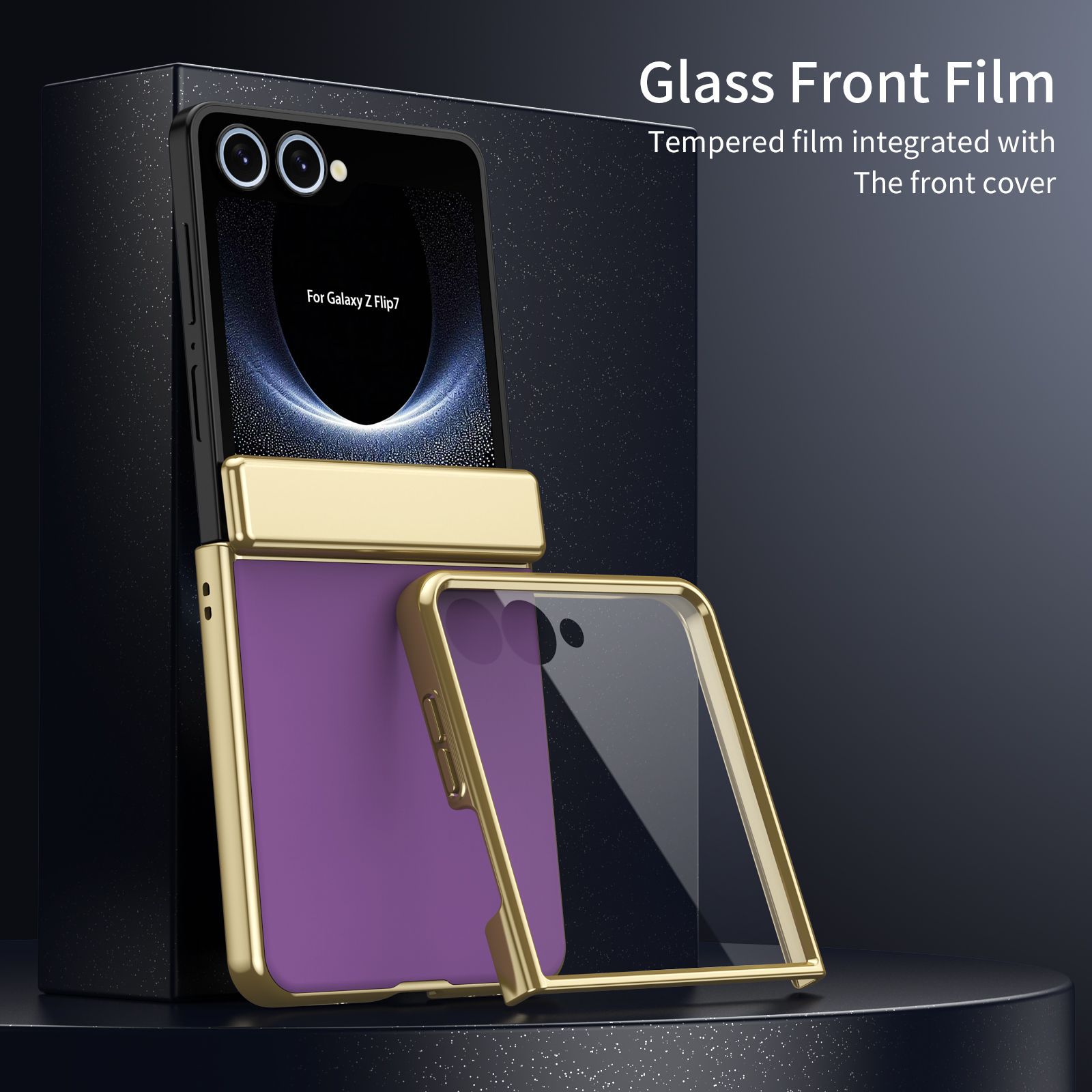 Compatible Samsung Z Flip 8/7 phone case, 6/5mm electroplated AG frosted case film, full coverage 4/3 folding screen protective case