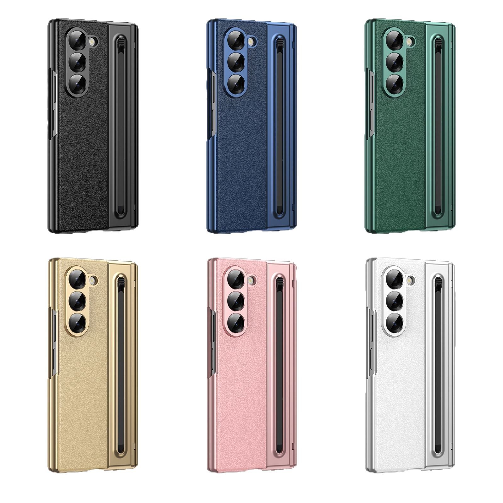 Compatible with Samsung Z Fold 8/7 phone case, 6/5 spring-loaded pen slot, 4/3 shell film, electroplated leather protective case
