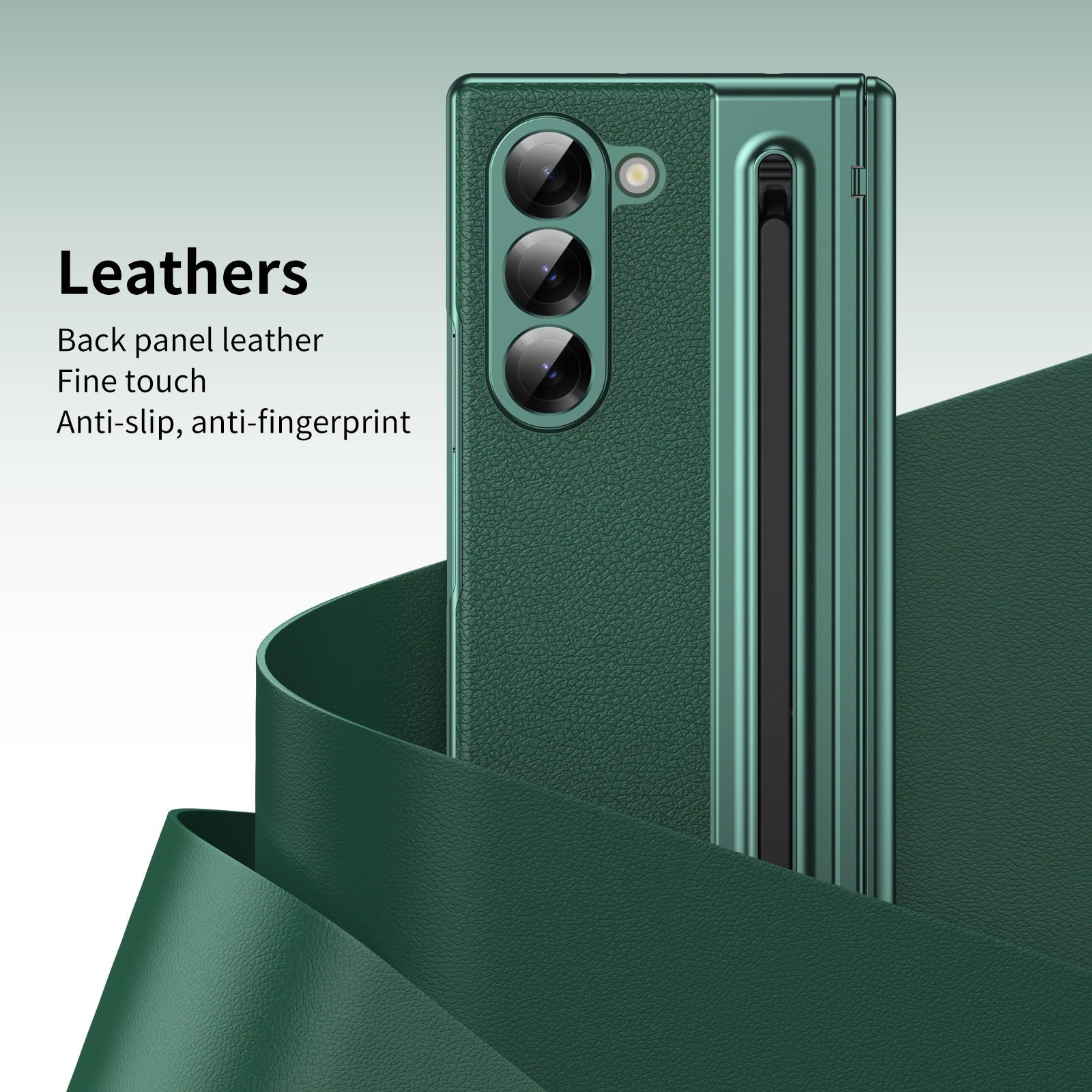 Compatible with Samsung Z Fold 8/7 phone case, 6/5 spring-loaded pen slot, 4/3 shell film, electroplated leather protective case