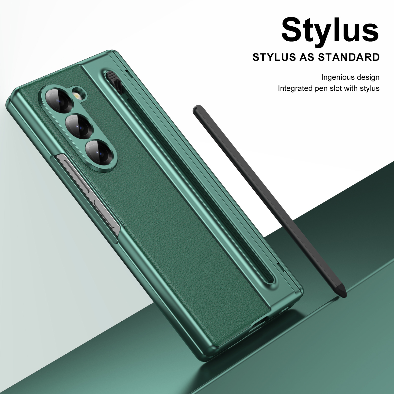 Compatible with Samsung Z Fold 8/7 phone case, 6/5 spring-loaded pen slot, 4/3 shell film, electroplated leather protective case