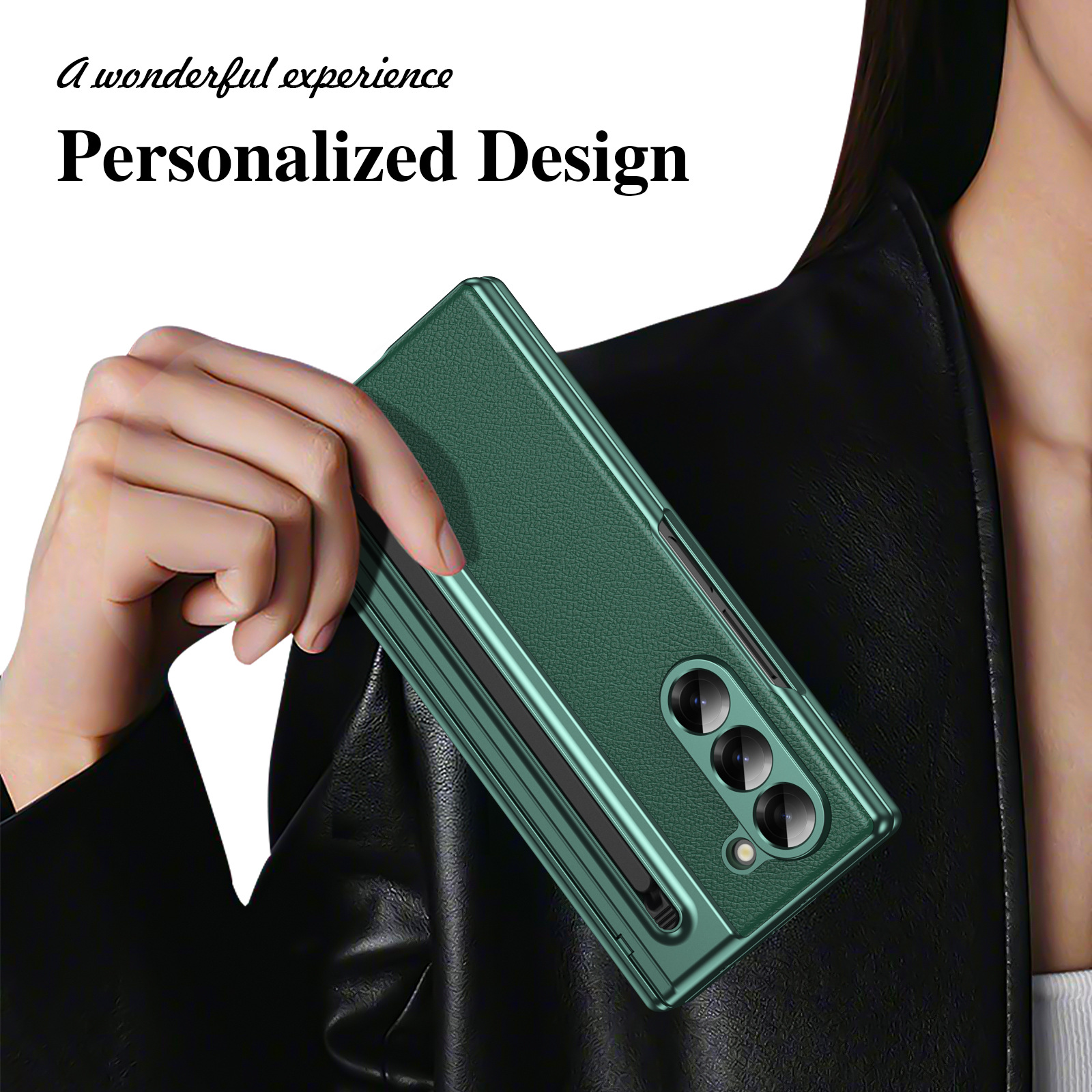 Compatible with Samsung Z Fold 8/7 phone case, 6/5 spring-loaded pen slot, 4/3 shell film, electroplated leather protective case