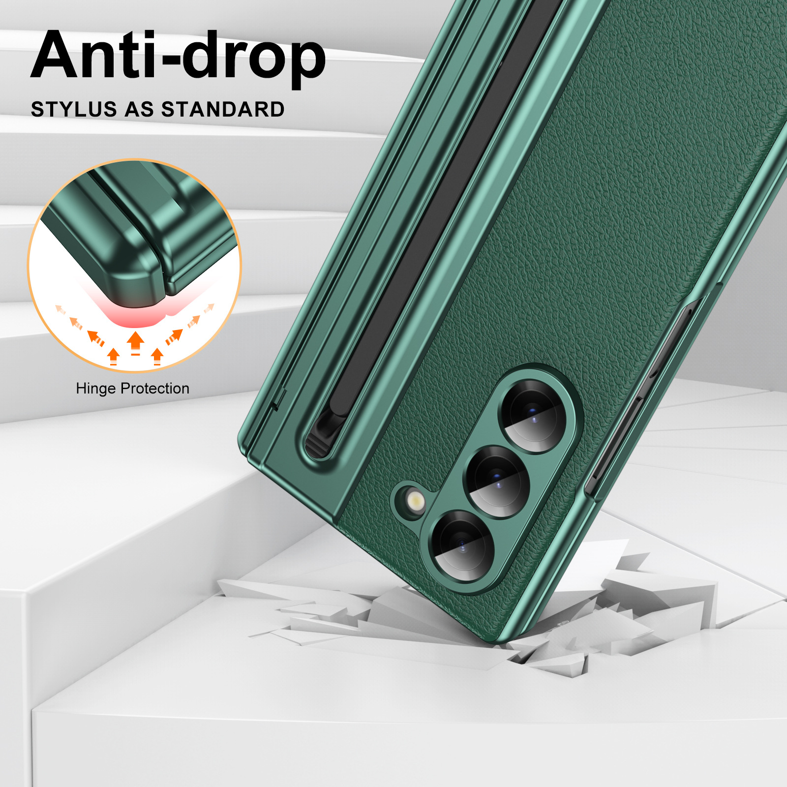 Compatible with Samsung Z Fold 8/7 phone case, 6/5 spring-loaded pen slot, 4/3 shell film, electroplated leather protective case