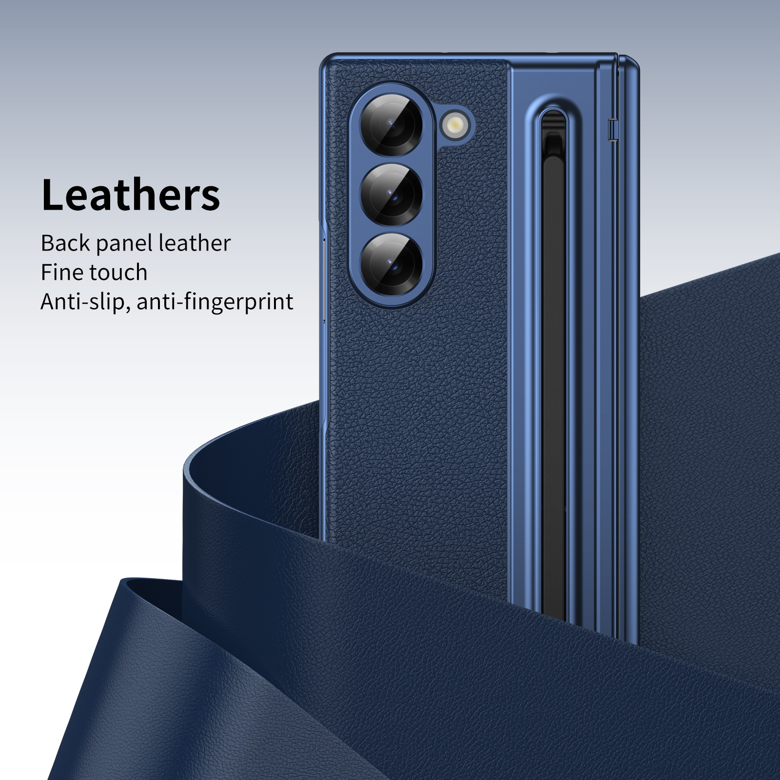 Compatible with Samsung Z Fold 8/7 phone case, 6/5 spring-loaded pen slot, 4/3 shell film, electroplated leather protective case