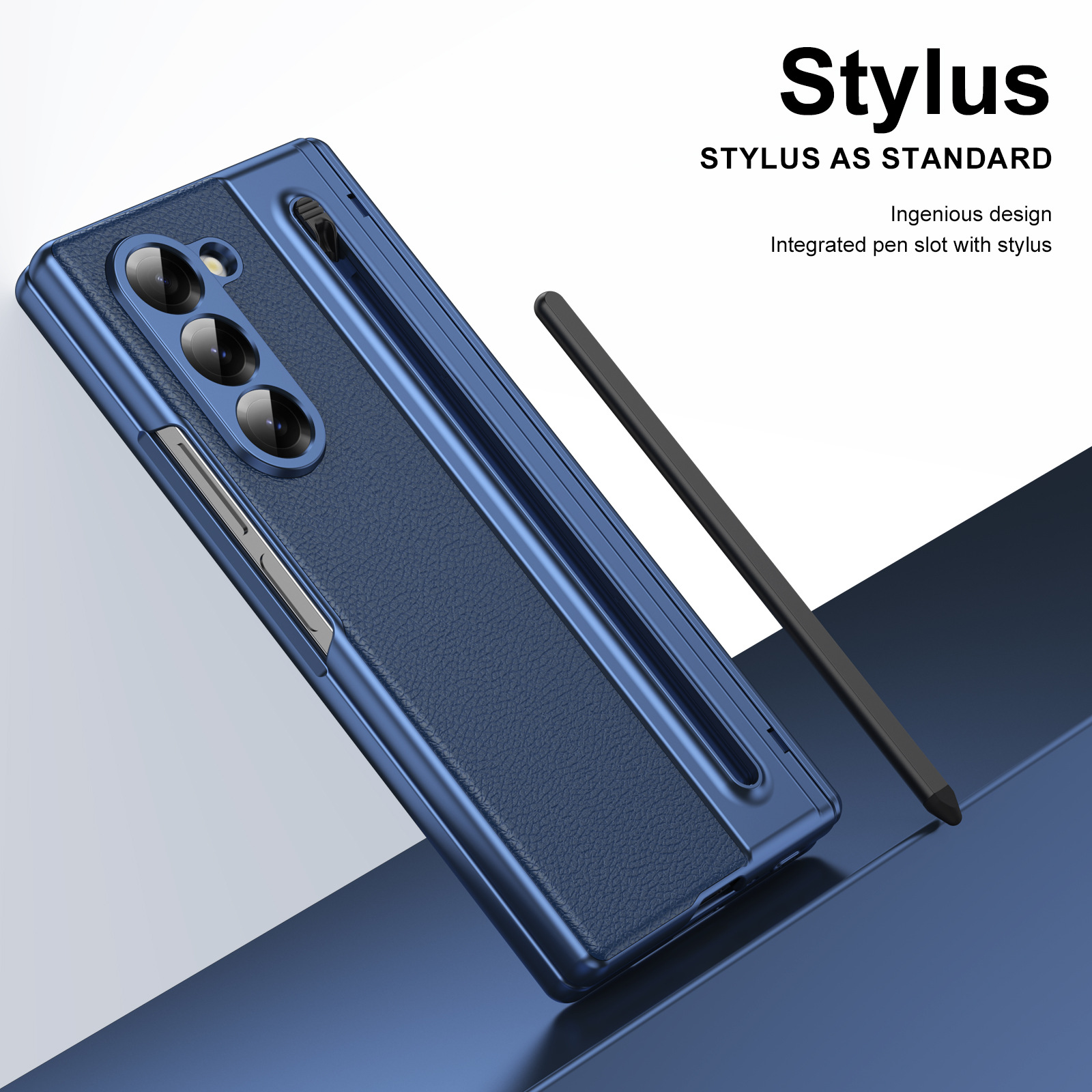 Compatible with Samsung Z Fold 8/7 phone case, 6/5 spring-loaded pen slot, 4/3 shell film, electroplated leather protective case