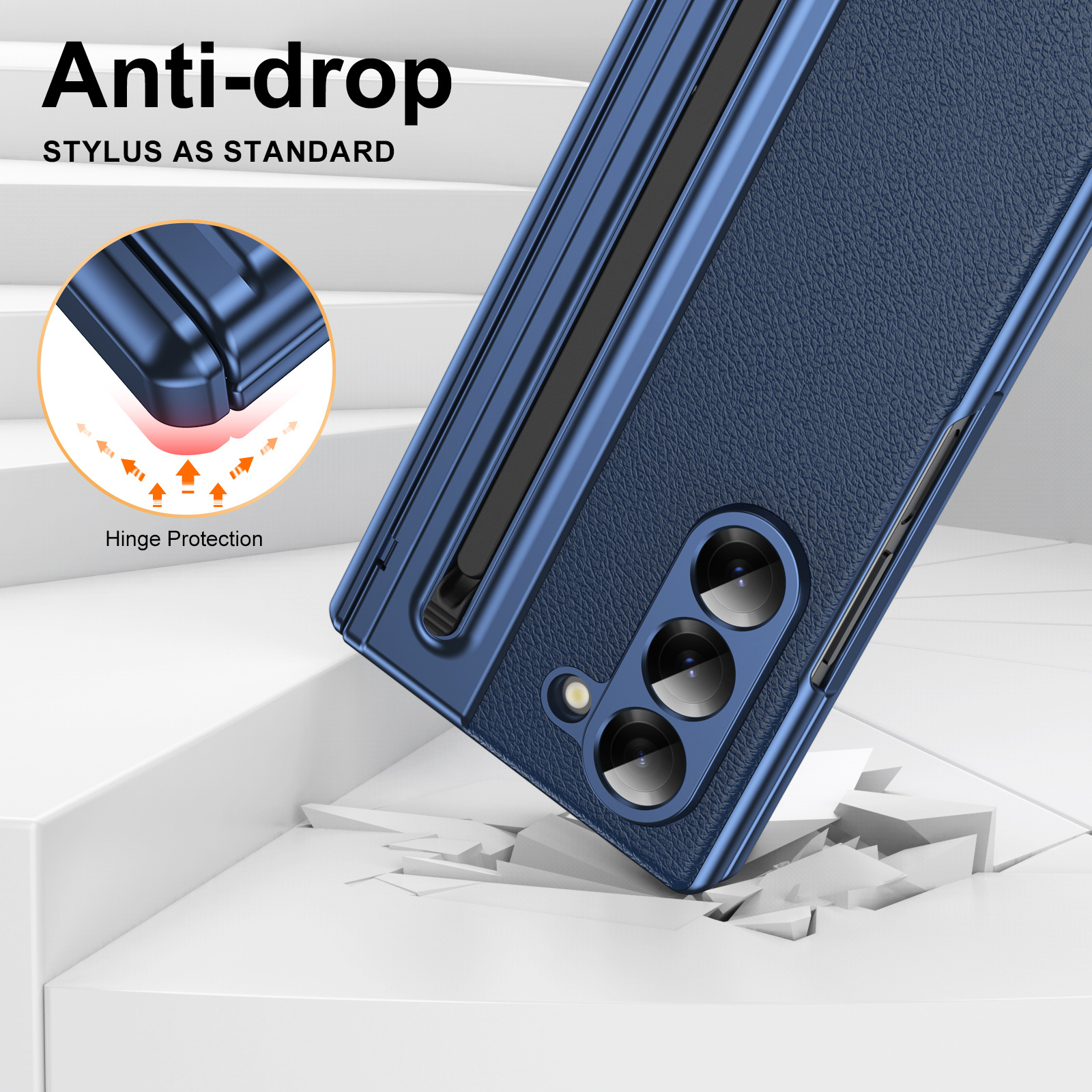 Compatible with Samsung Z Fold 8/7 phone case, 6/5 spring-loaded pen slot, 4/3 shell film, electroplated leather protective case