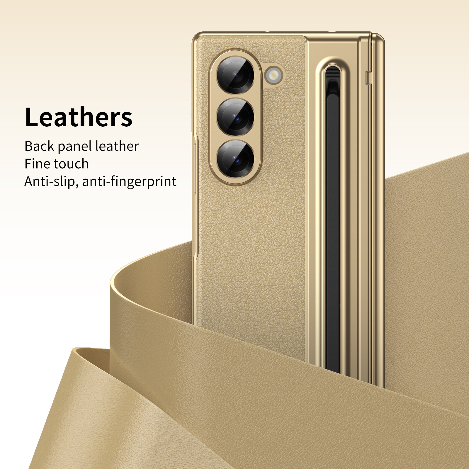 Compatible with Samsung Z Fold 8/7 phone case, 6/5 spring-loaded pen slot, 4/3 shell film, electroplated leather protective case
