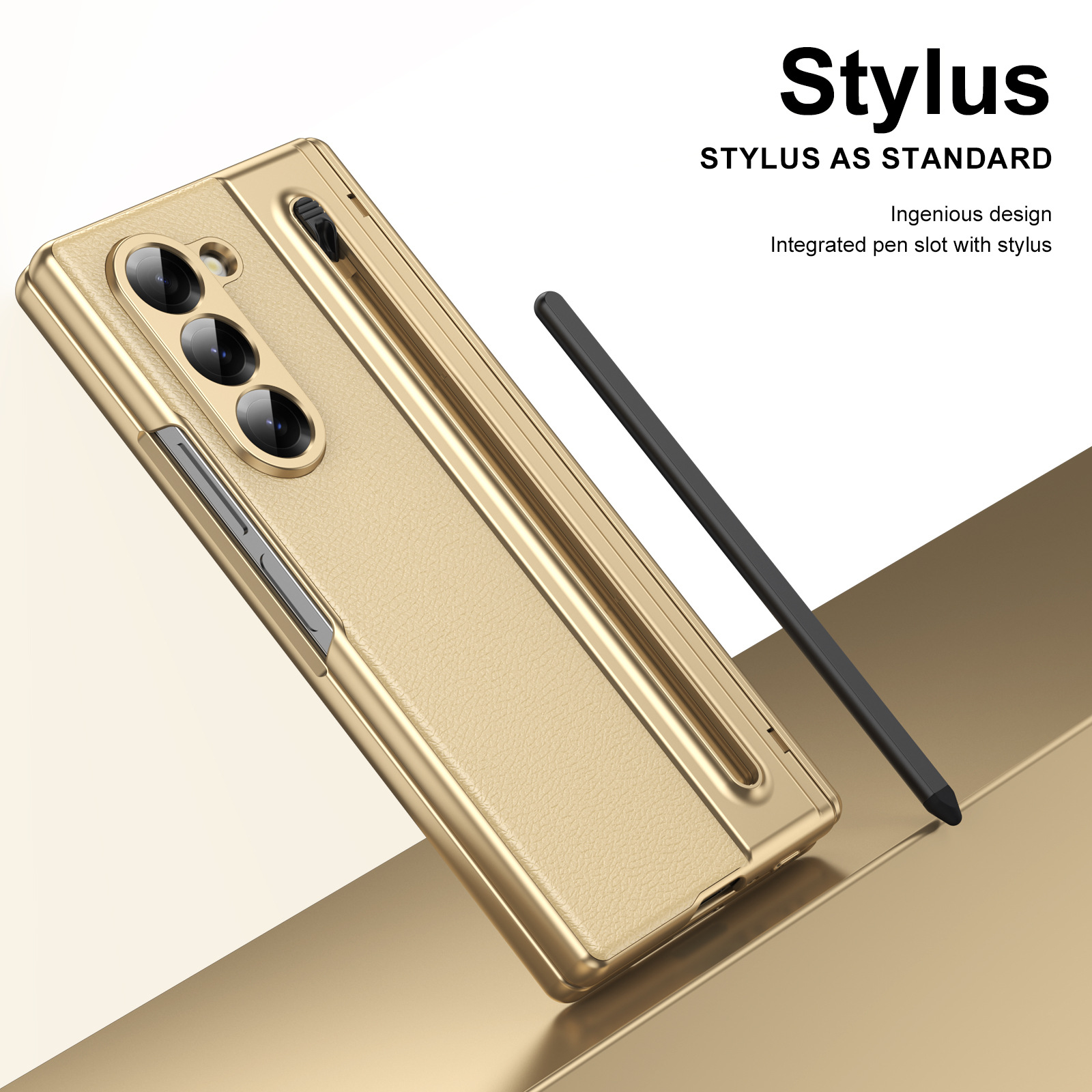 Compatible with Samsung Z Fold 8/7 phone case, 6/5 spring-loaded pen slot, 4/3 shell film, electroplated leather protective case