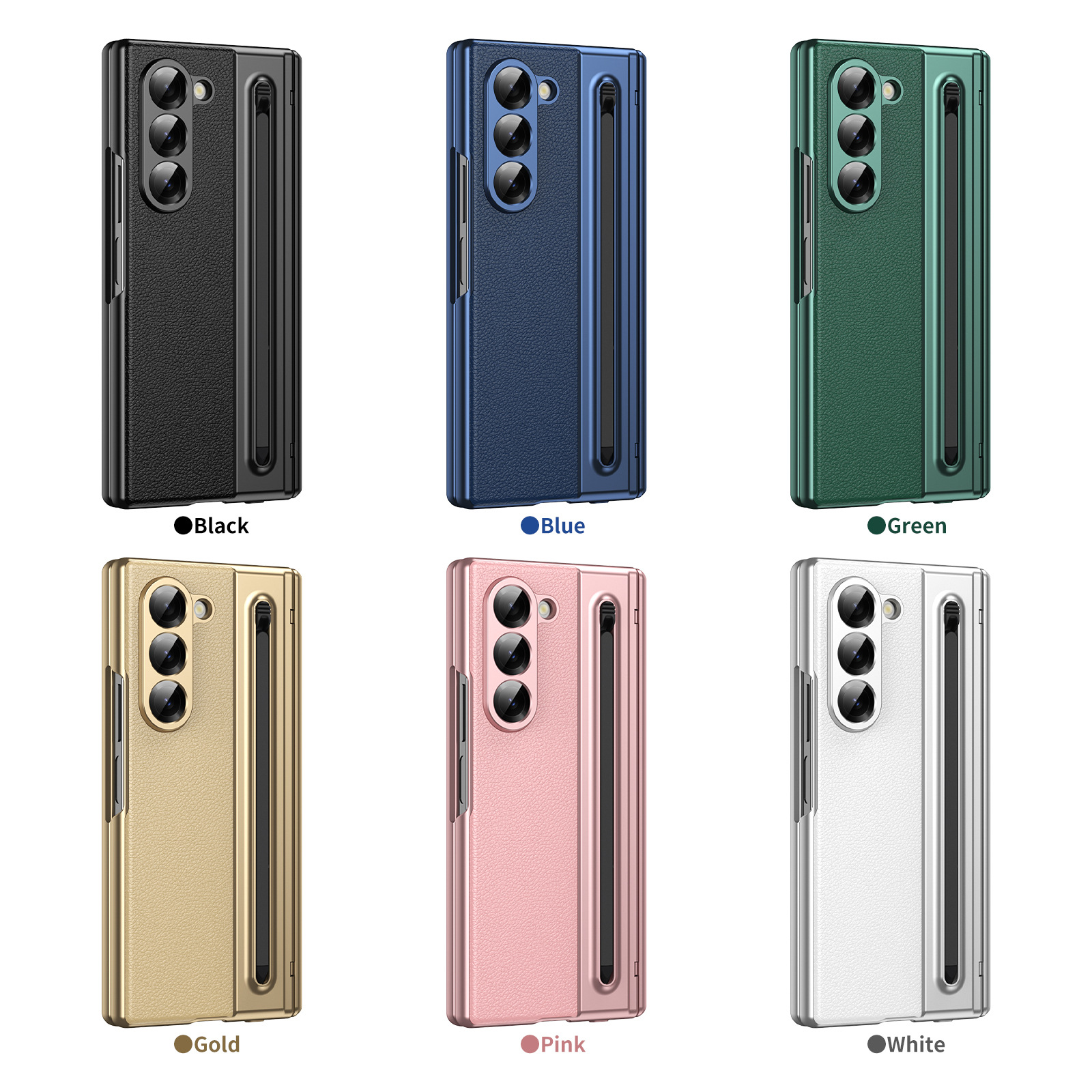 Compatible with Samsung Z Fold 8/7 phone case, 6/5 spring-loaded pen slot, 4/3 shell film, electroplated leather protective case
