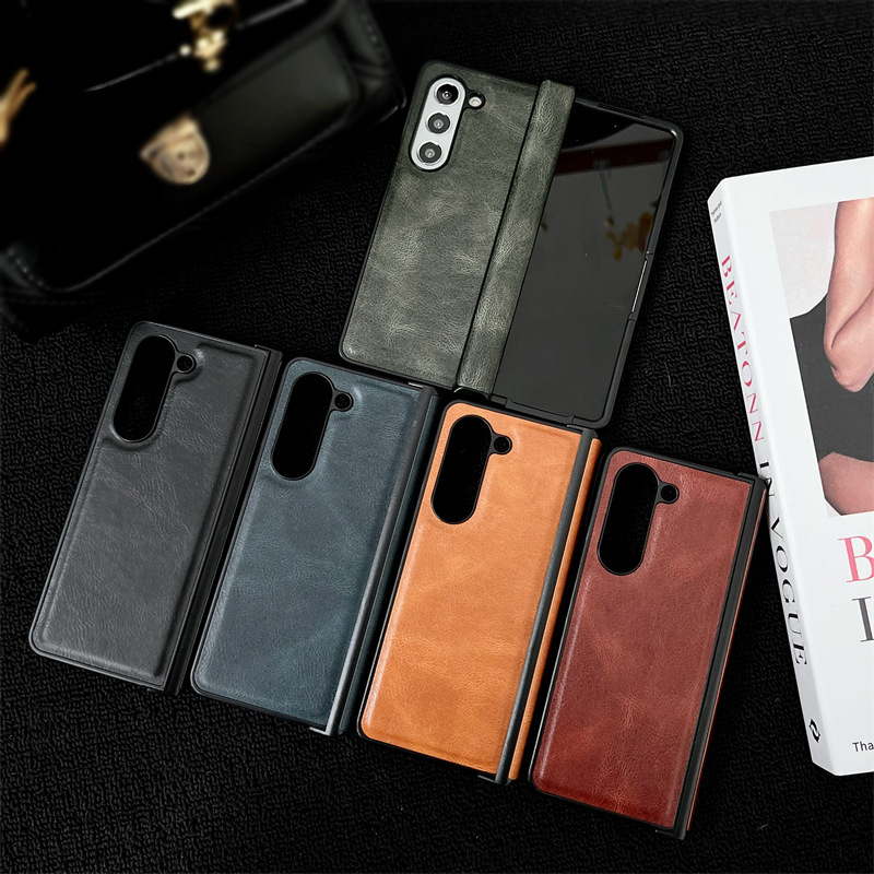 Compatible with Samsung Z Fold7/6/5 phone cases, 4/3 folding screen hinge, vegan leather drop-proof protective case, cross-border e-commerce.