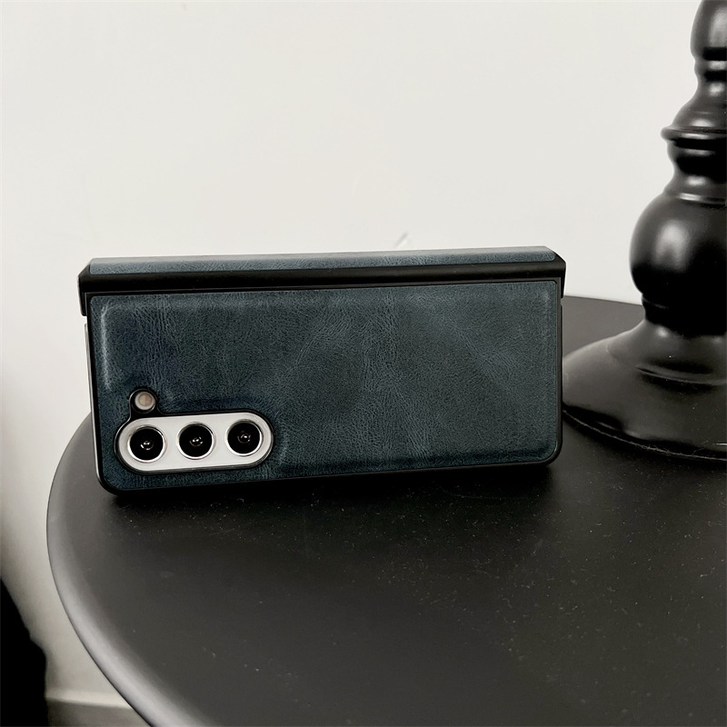 Compatible with Samsung Z Fold7/6/5 phone cases, 4/3 folding screen hinge, vegan leather drop-proof protective case, cross-border e-commerce.