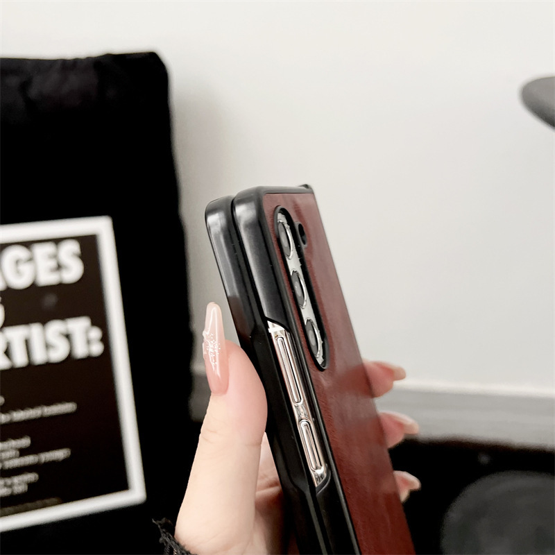 Compatible with Samsung Z Fold7/6/5 phone cases, 4/3 folding screen hinge, vegan leather drop-proof protective case, cross-border e-commerce.