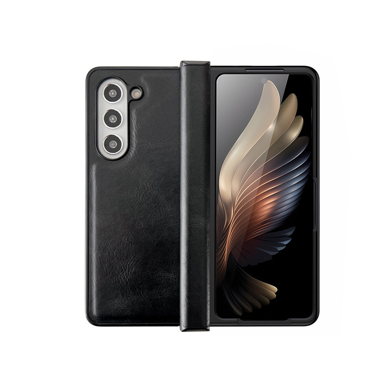 Compatible with Samsung Z Fold7/6/5 phone cases, 4/3 folding screen hinge, vegan leather drop-proof protective case, cross-border e-commerce.