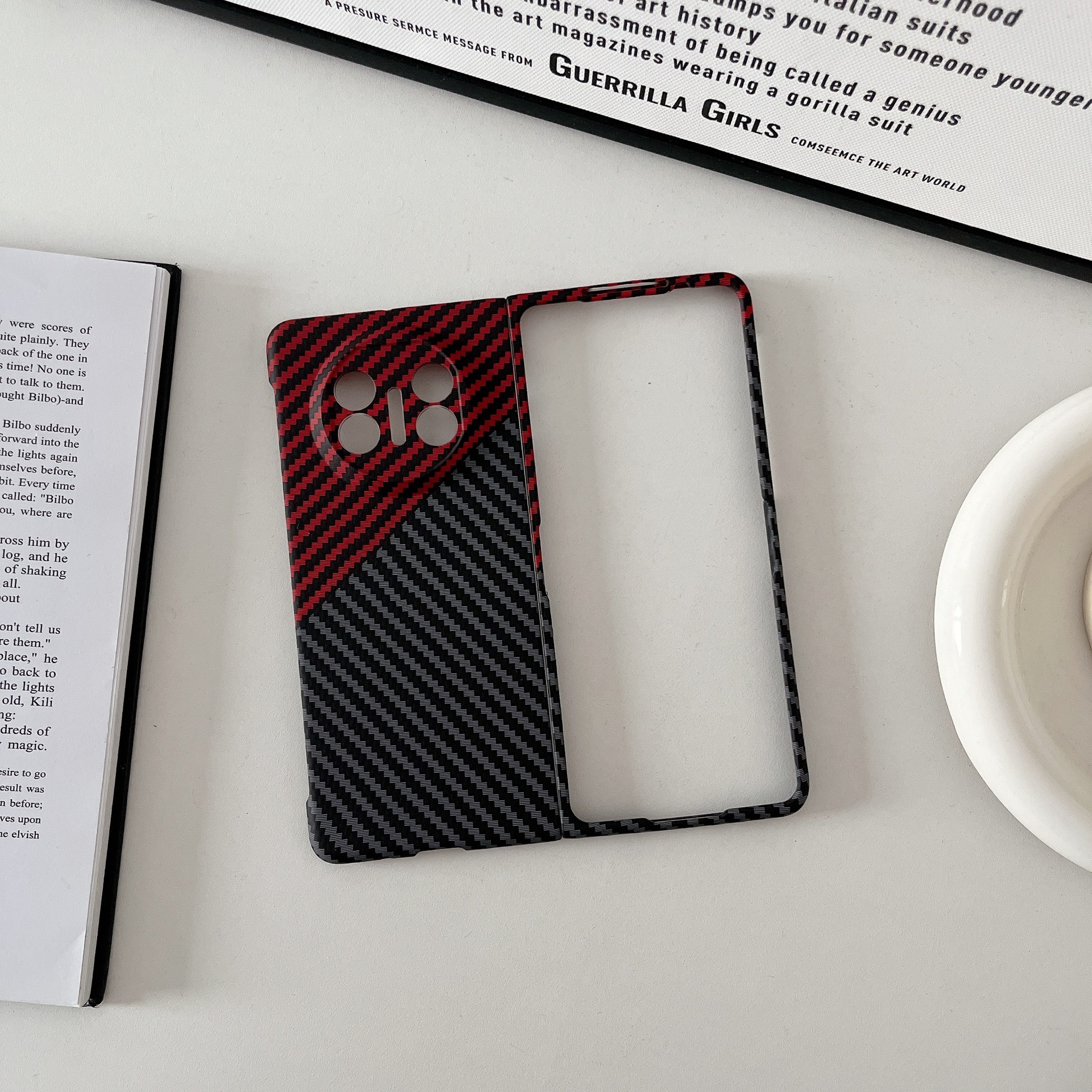 Compatible with Huawei Mate X7 phone case, X6 carbon fiber texture magnetic ring, X5 foldable screen ultra-thin drop-proof protective case