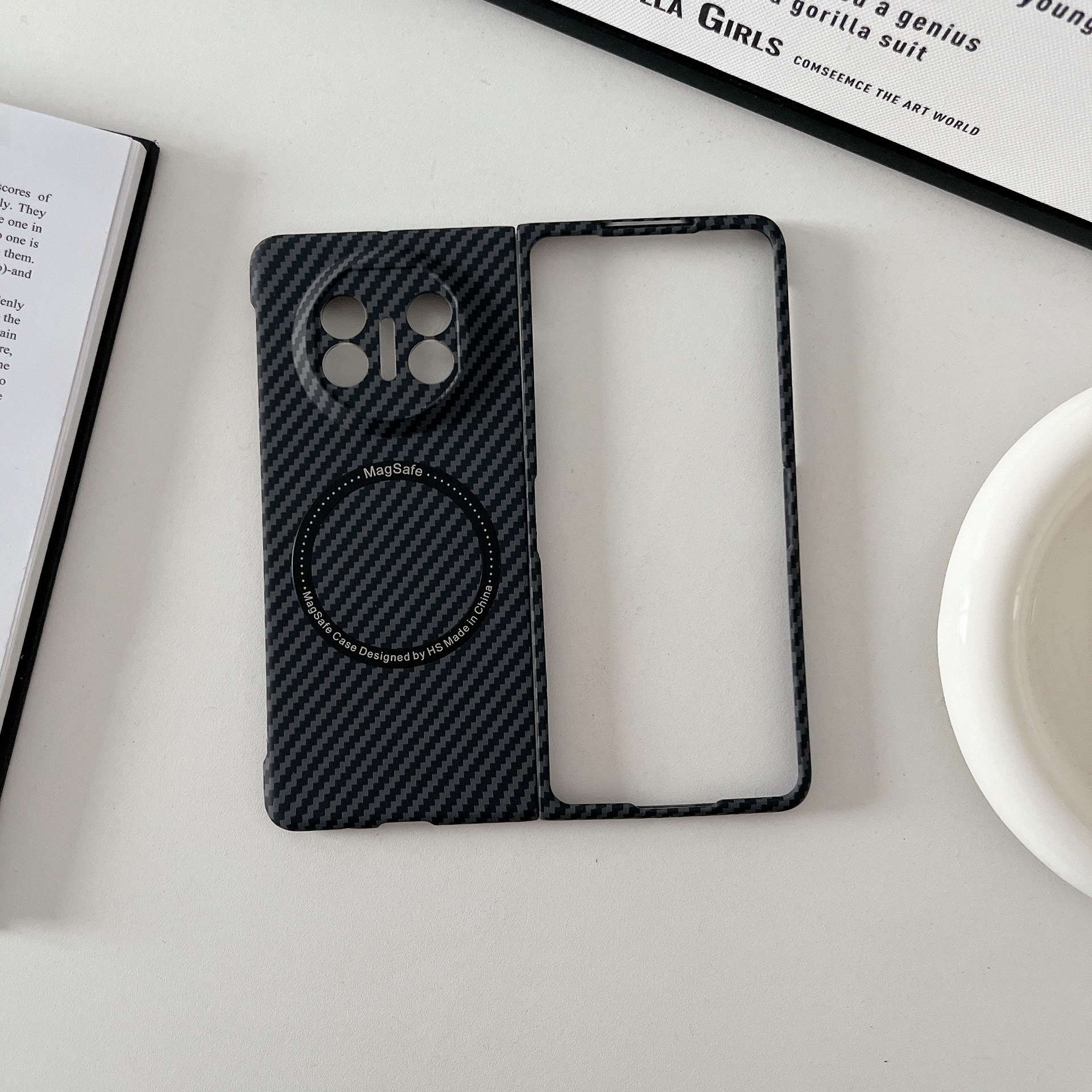 Compatible with Huawei Mate X7 phone case, X6 carbon fiber texture magnetic ring, X5 foldable screen ultra-thin drop-proof protective case