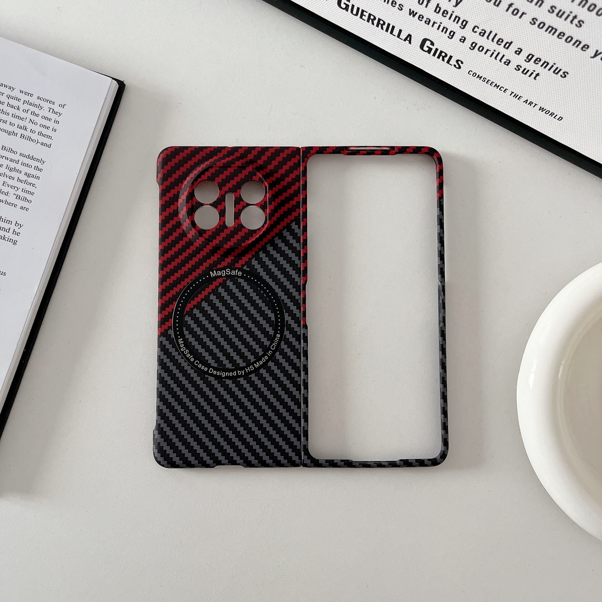 Compatible with Huawei Mate X7 phone case, X6 carbon fiber texture magnetic ring, X5 foldable screen ultra-thin drop-proof protective case