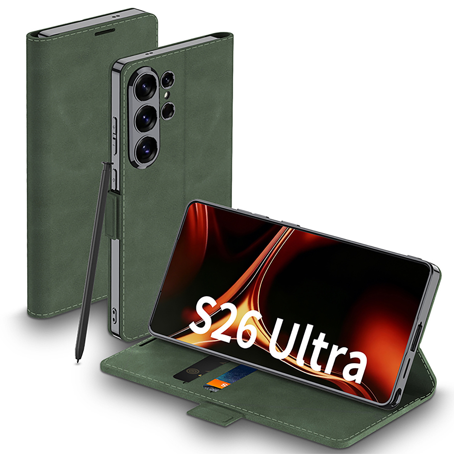 Compatible with Samsung S26 Ultra phone case, S25U electroplated flip case with SIM card slot, frosted leather, drop-proof protective case