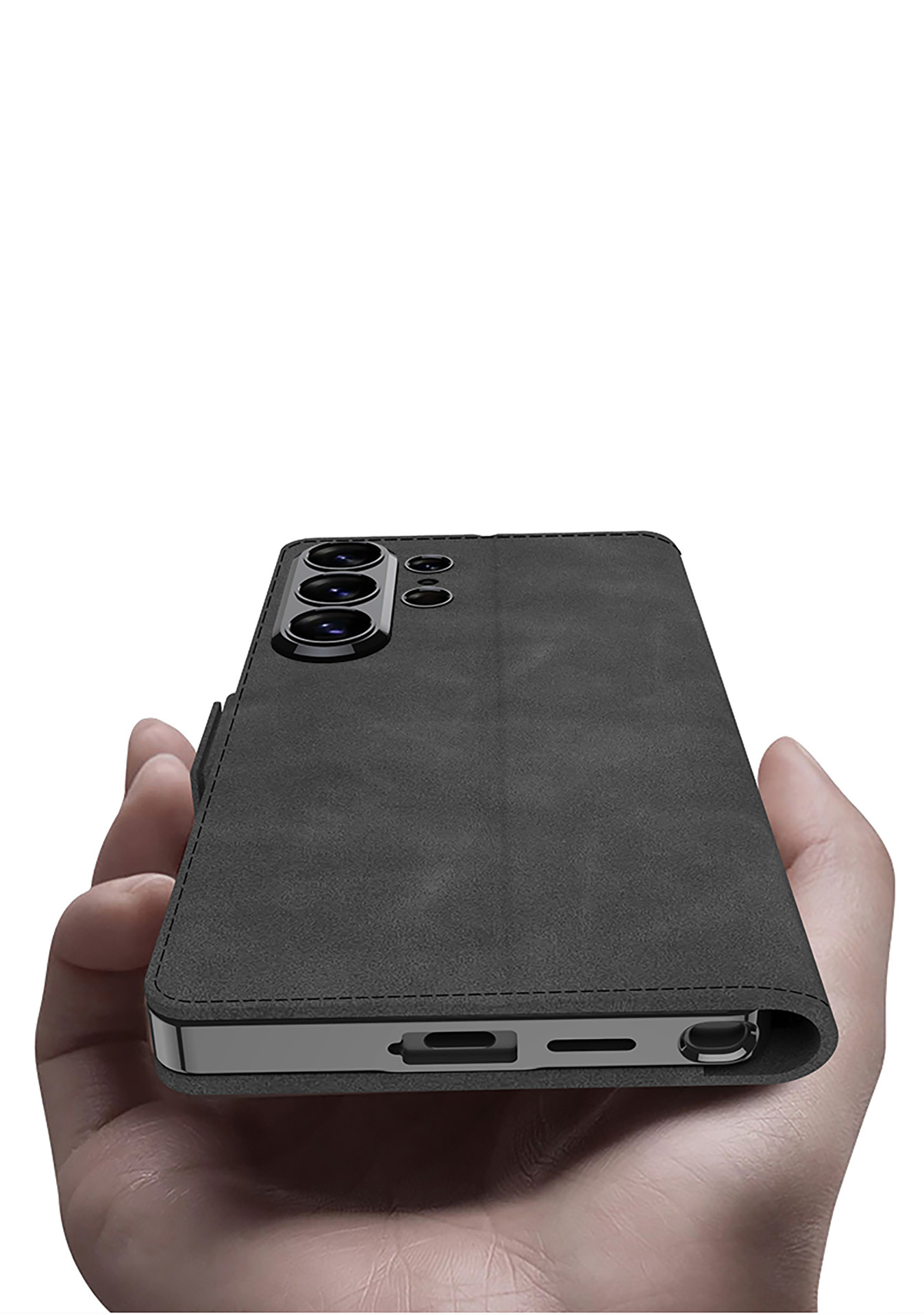 Compatible with Samsung S26 Ultra phone case, S25U electroplated flip case with SIM card slot, frosted leather, drop-proof protective case