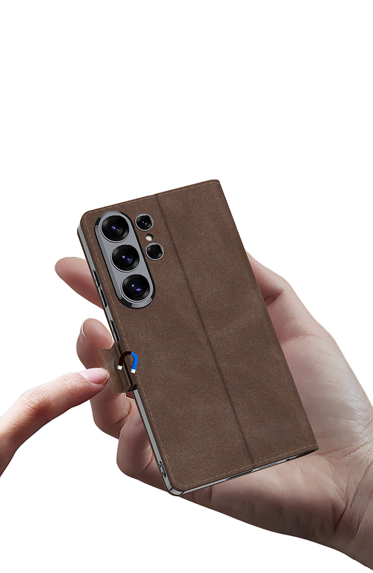 Compatible with Samsung S26 Ultra phone case, S25U electroplated flip case with SIM card slot, frosted leather, drop-proof protective case